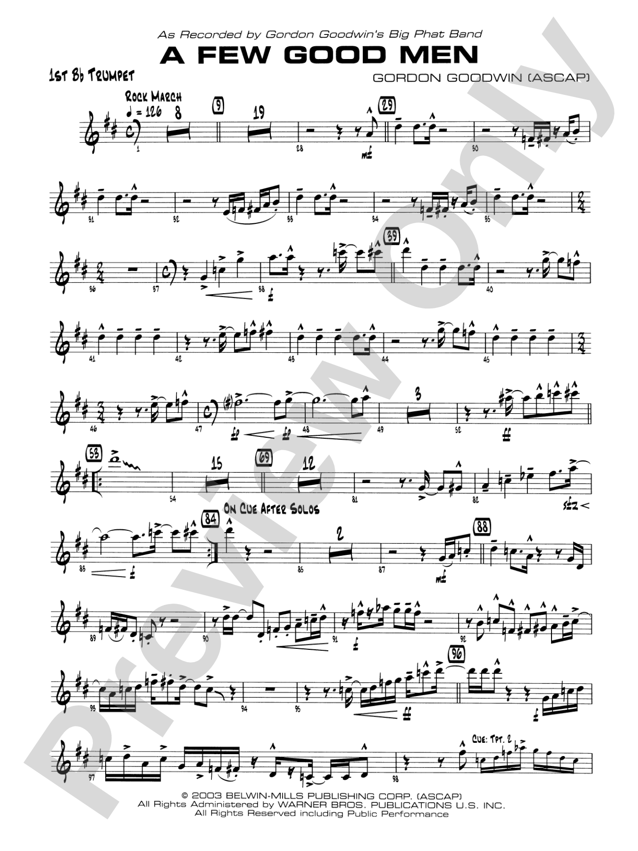 A Few Good Men: 1st B-flat Trumpet