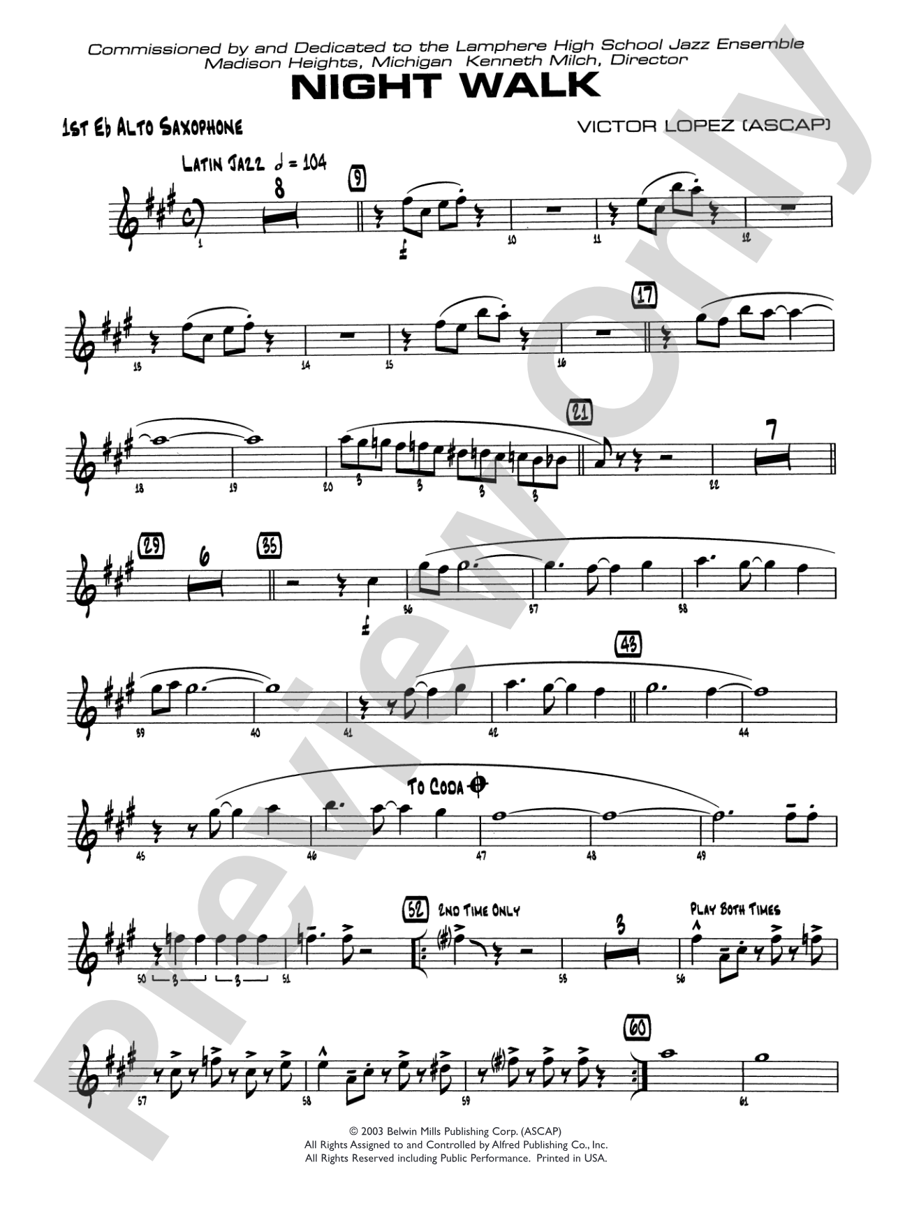 Night Walk: E-flat Alto Saxophone