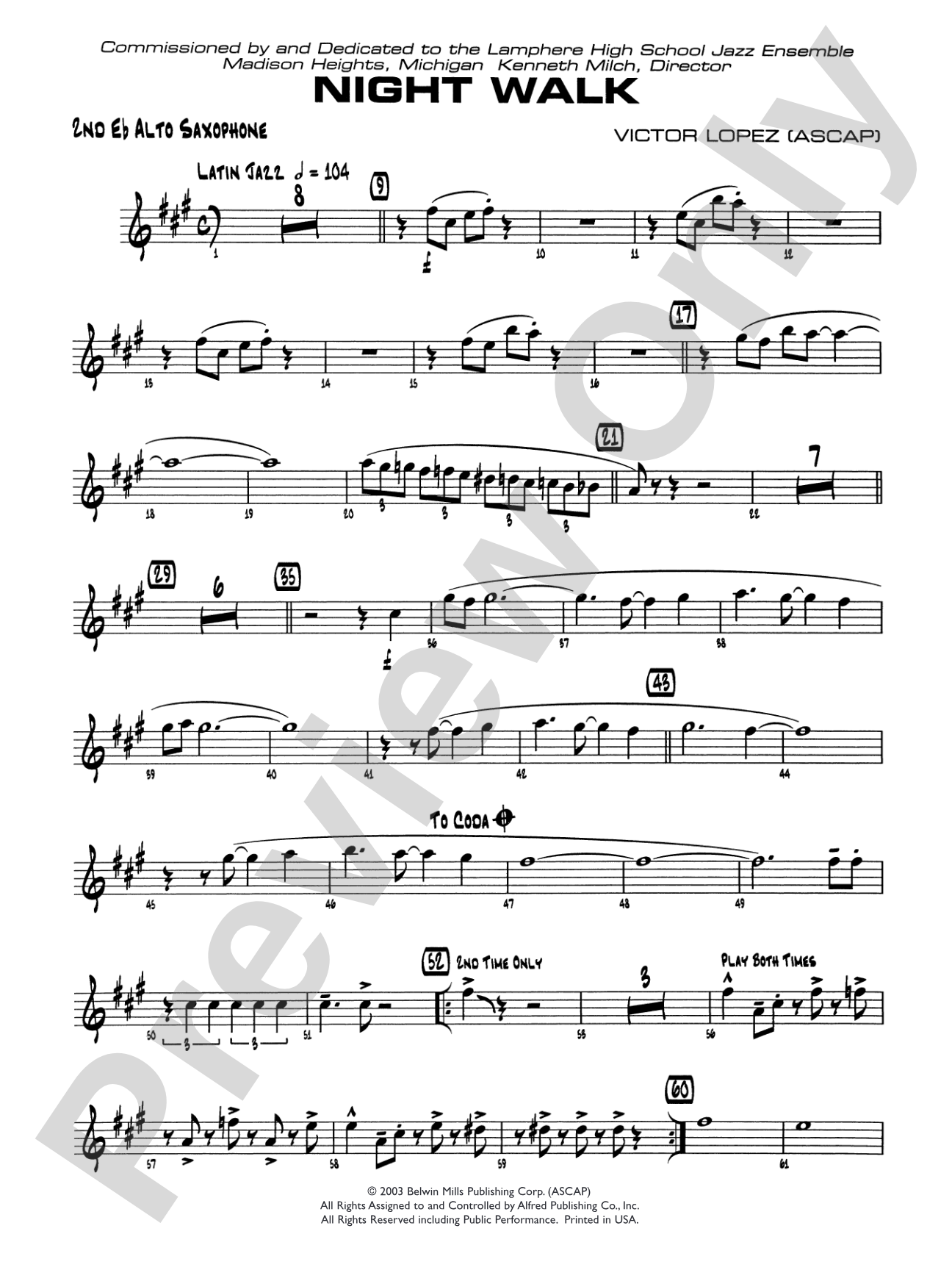 Night Walk: 2nd E-flat Alto Saxophone
