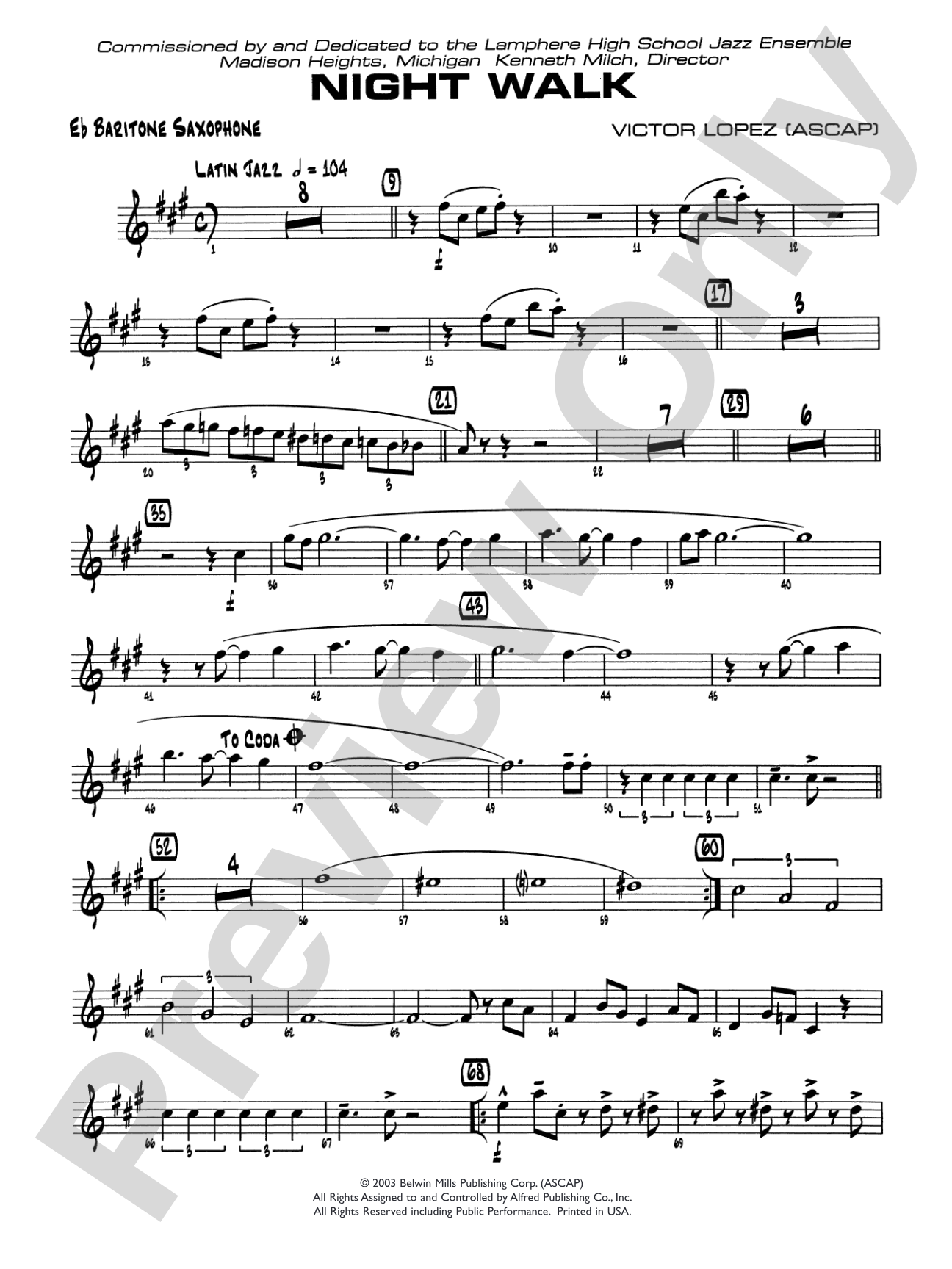 Night Walk: E-flat Baritone Saxophone
