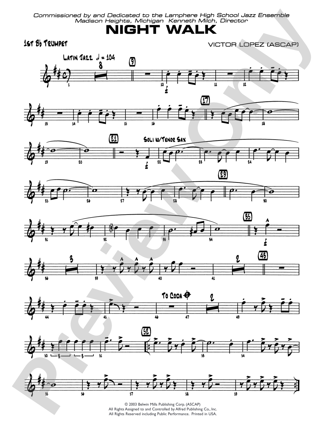 Night Walk: 1st B-flat Trumpet