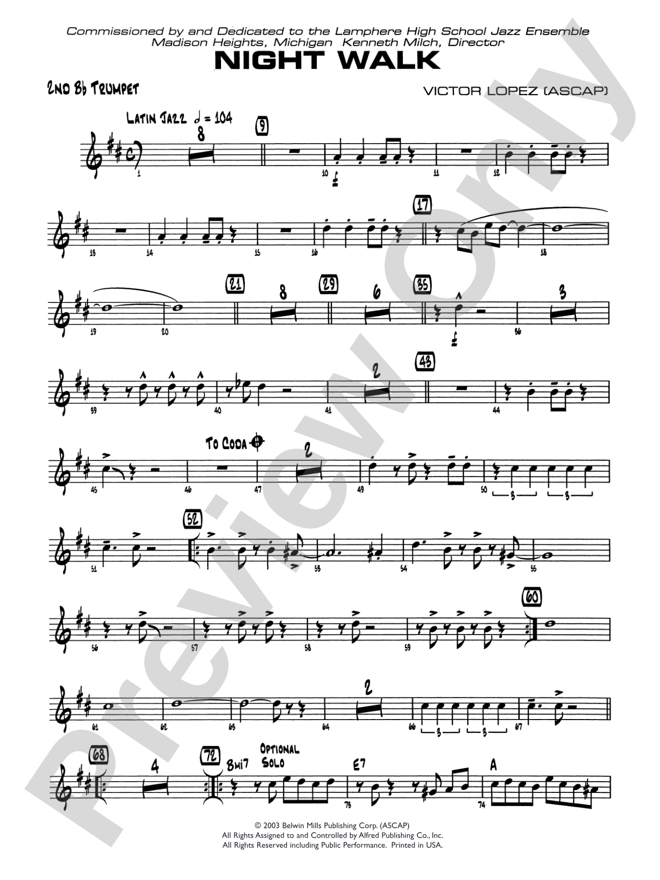 Night Walk: 2nd B-flat Trumpet