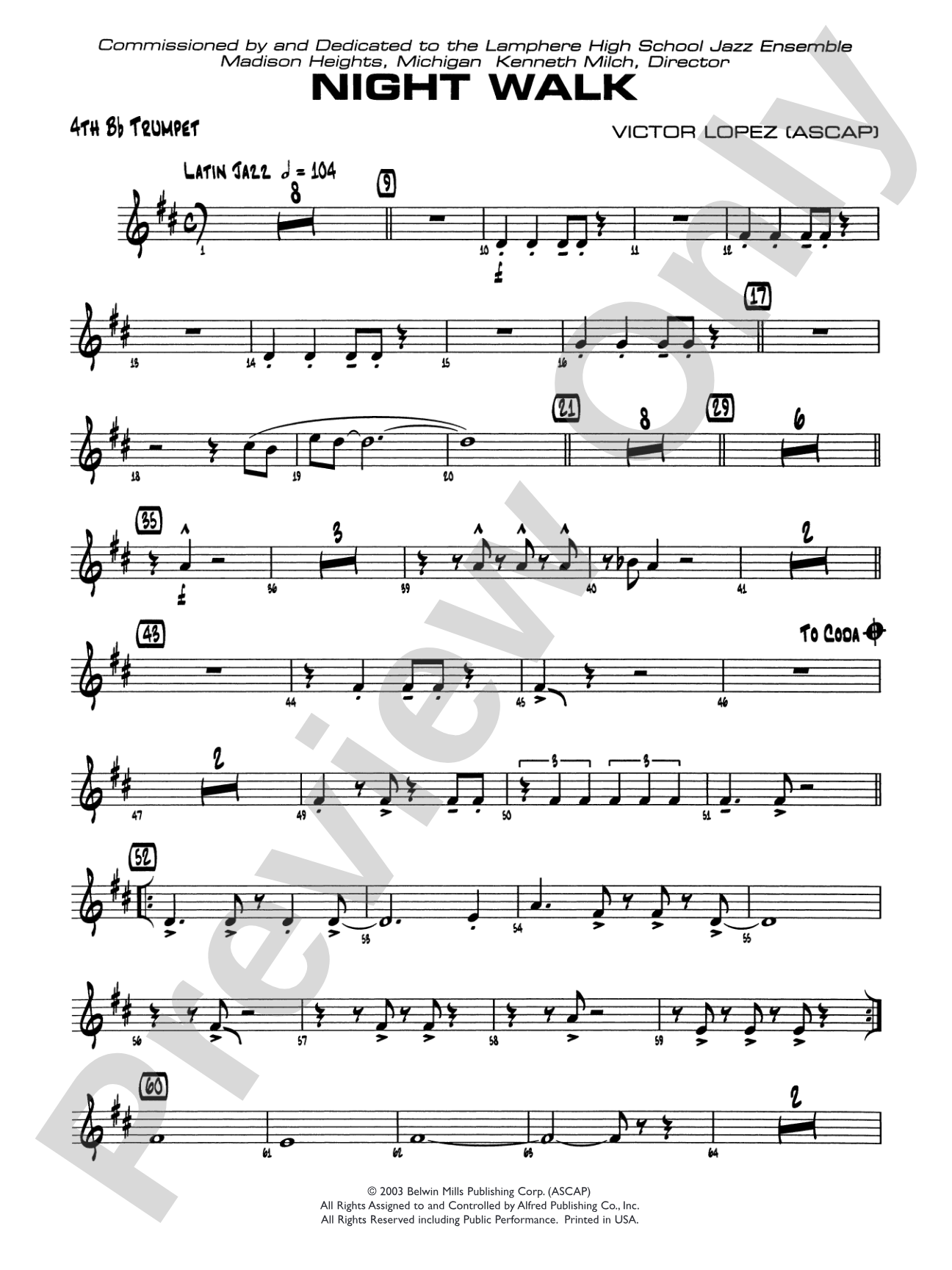 Night Walk: 4th B-flat Trumpet