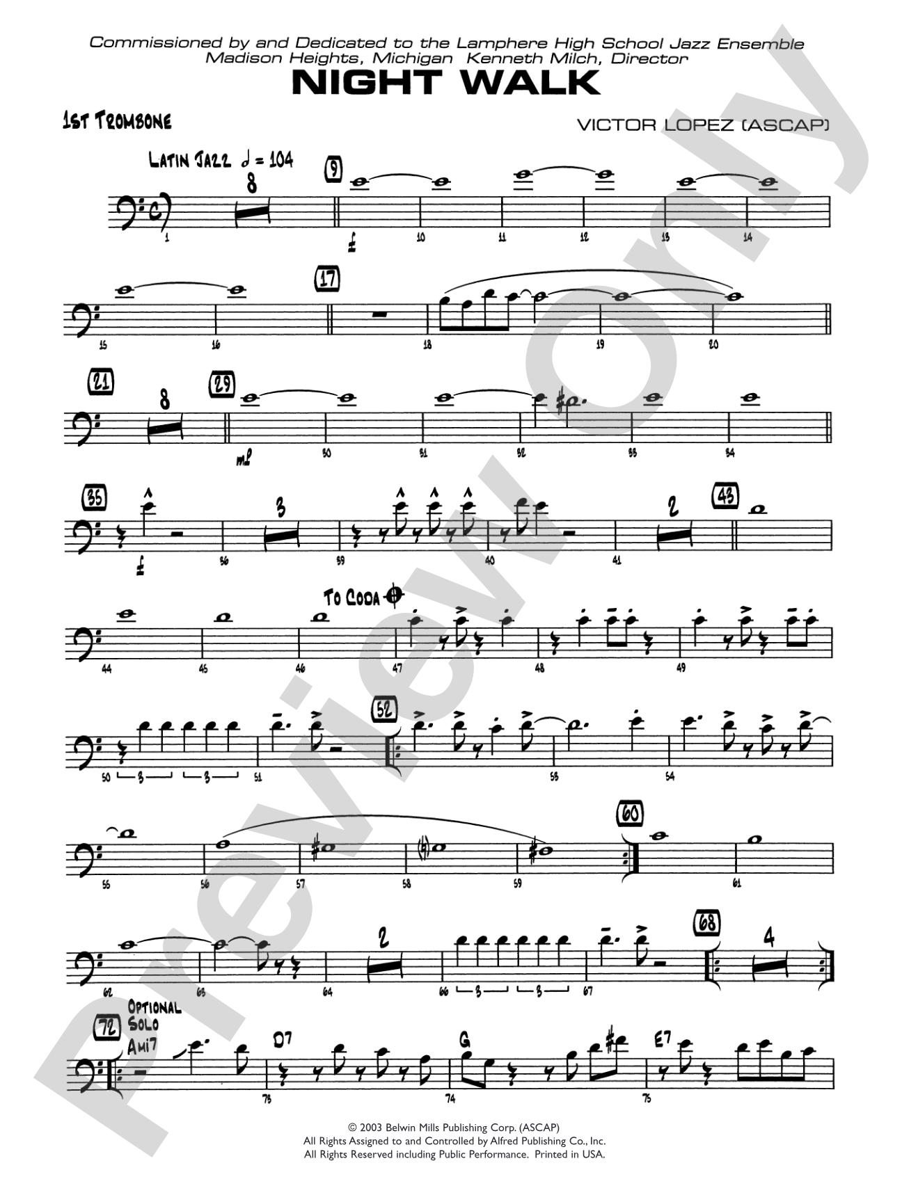 Night Walk: 1st Trombone