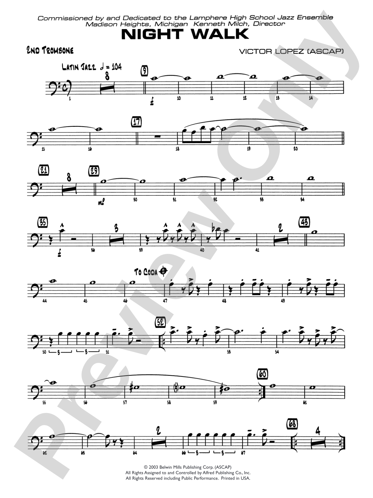 Night Walk: 2nd Trombone