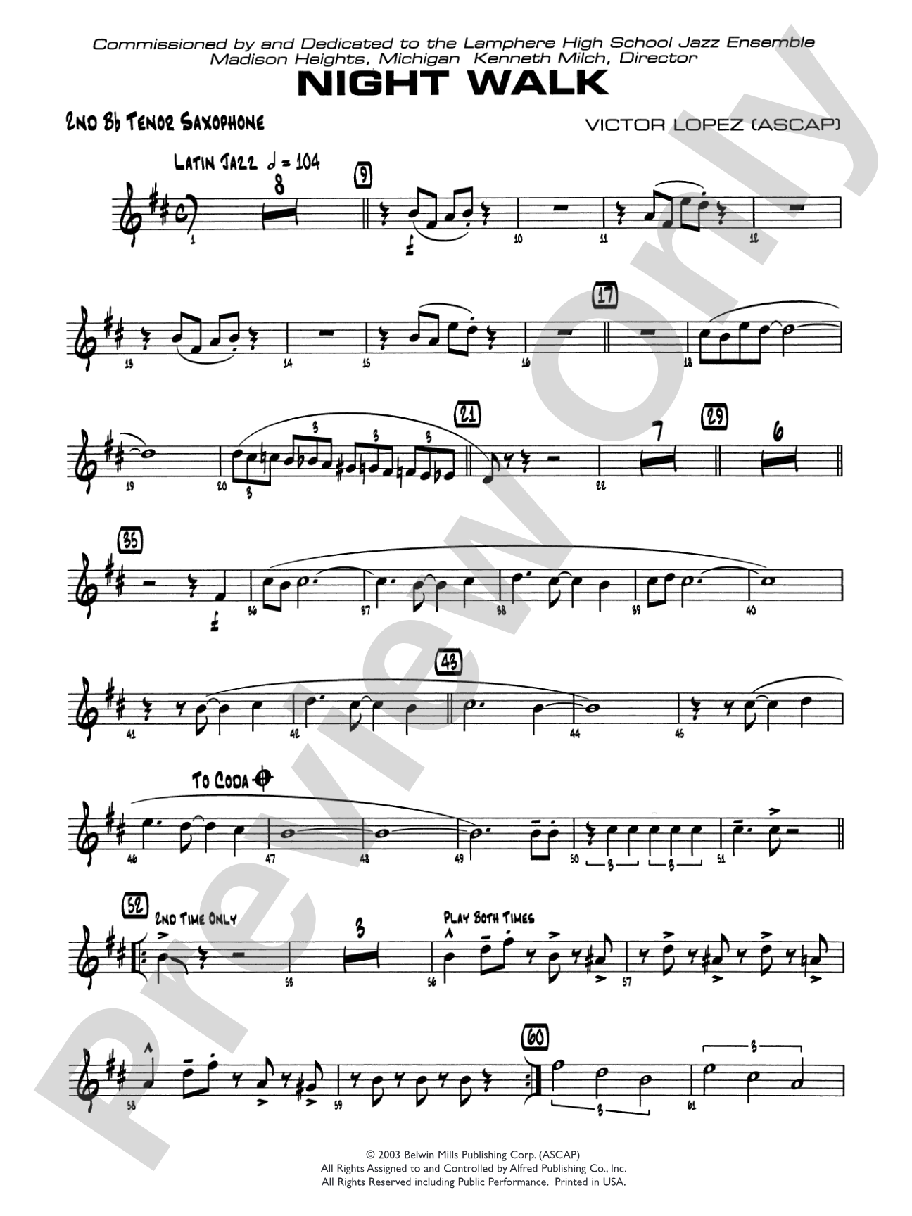 Night Walk: 2nd B-flat Tenor Saxophone