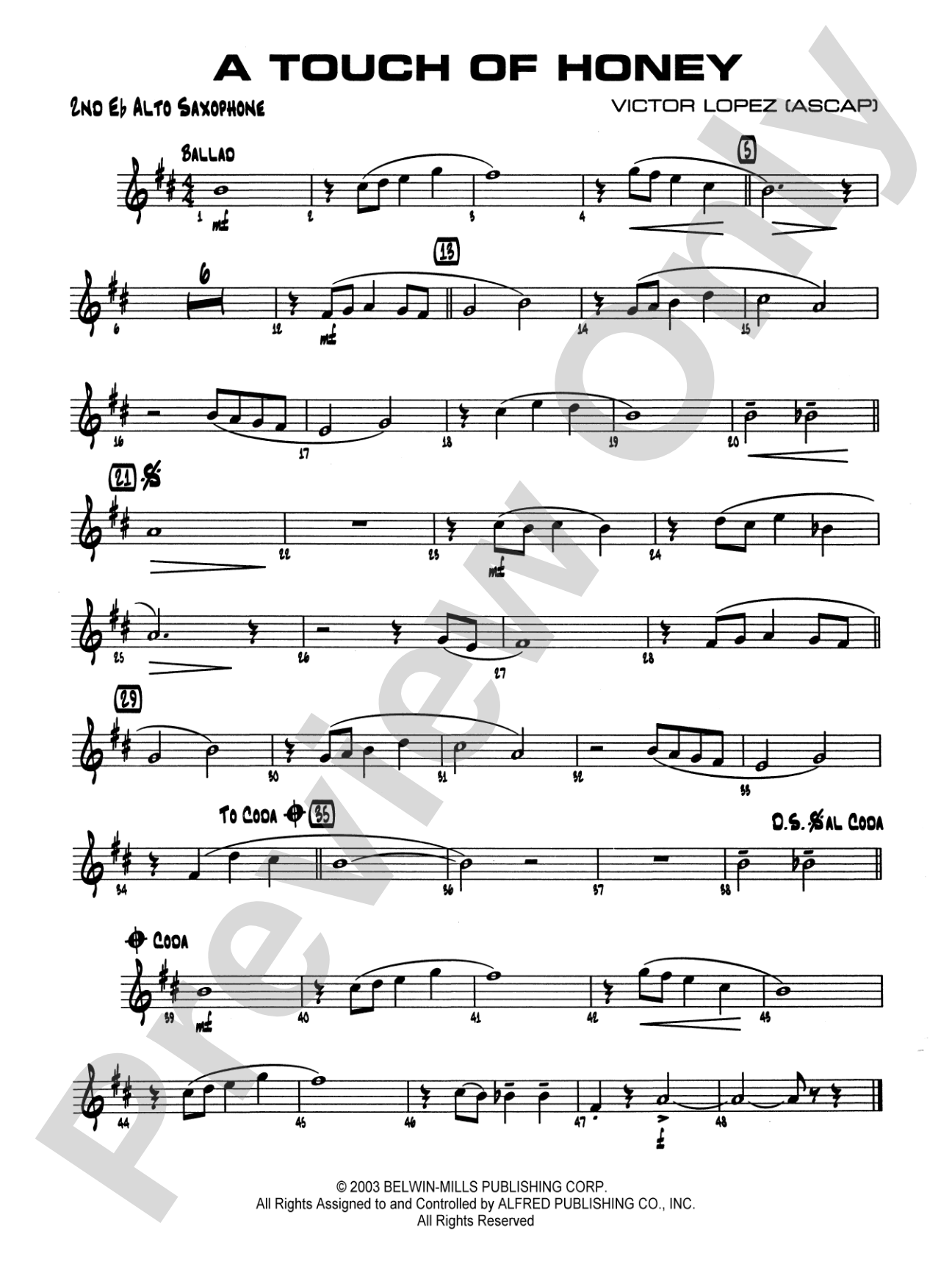 A Touch of Honey: 2nd E-flat Alto Saxophone