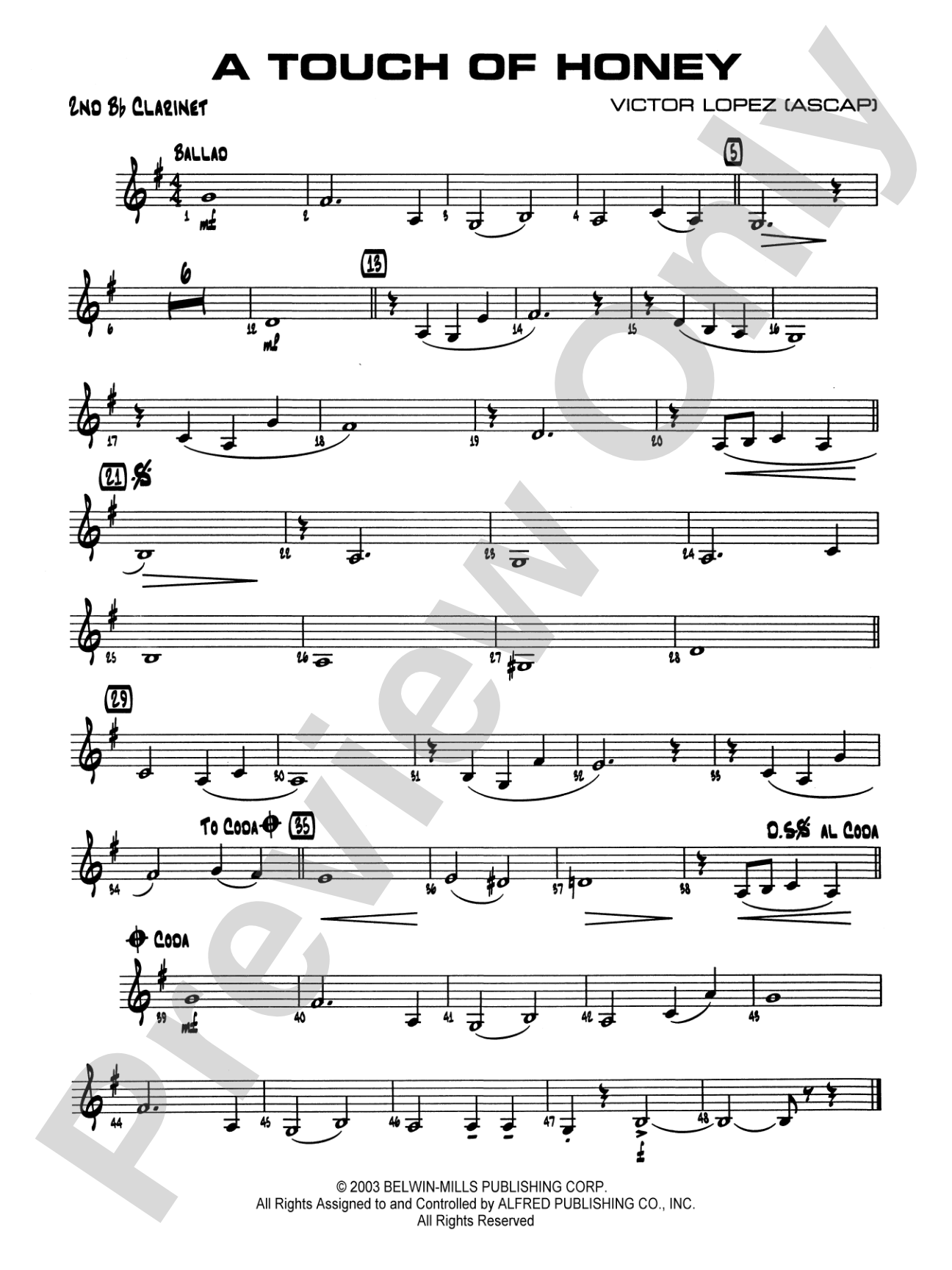 A Touch of Honey: 2nd B-flat Clarinet