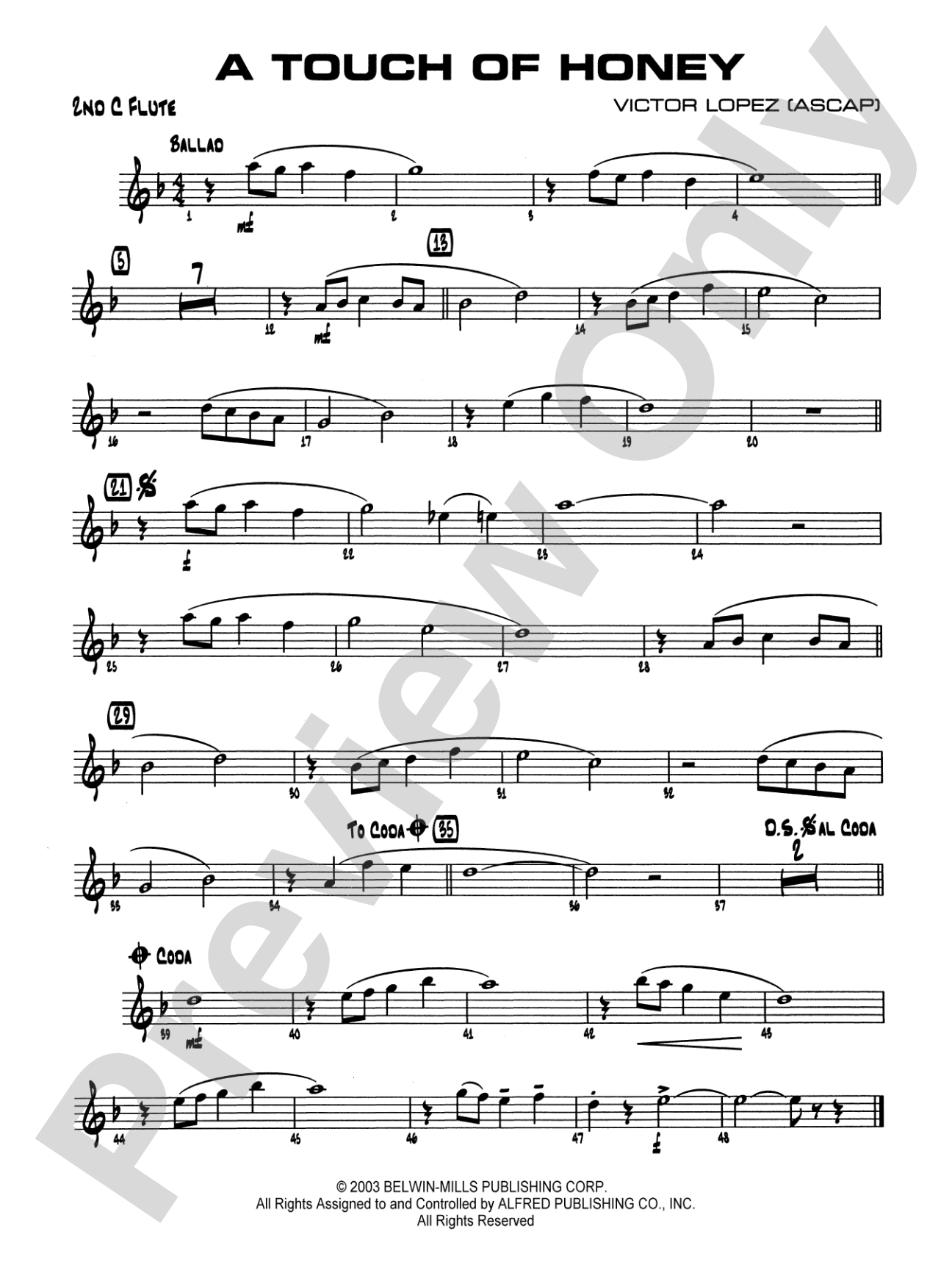 A Touch of Honey: 2nd Flute