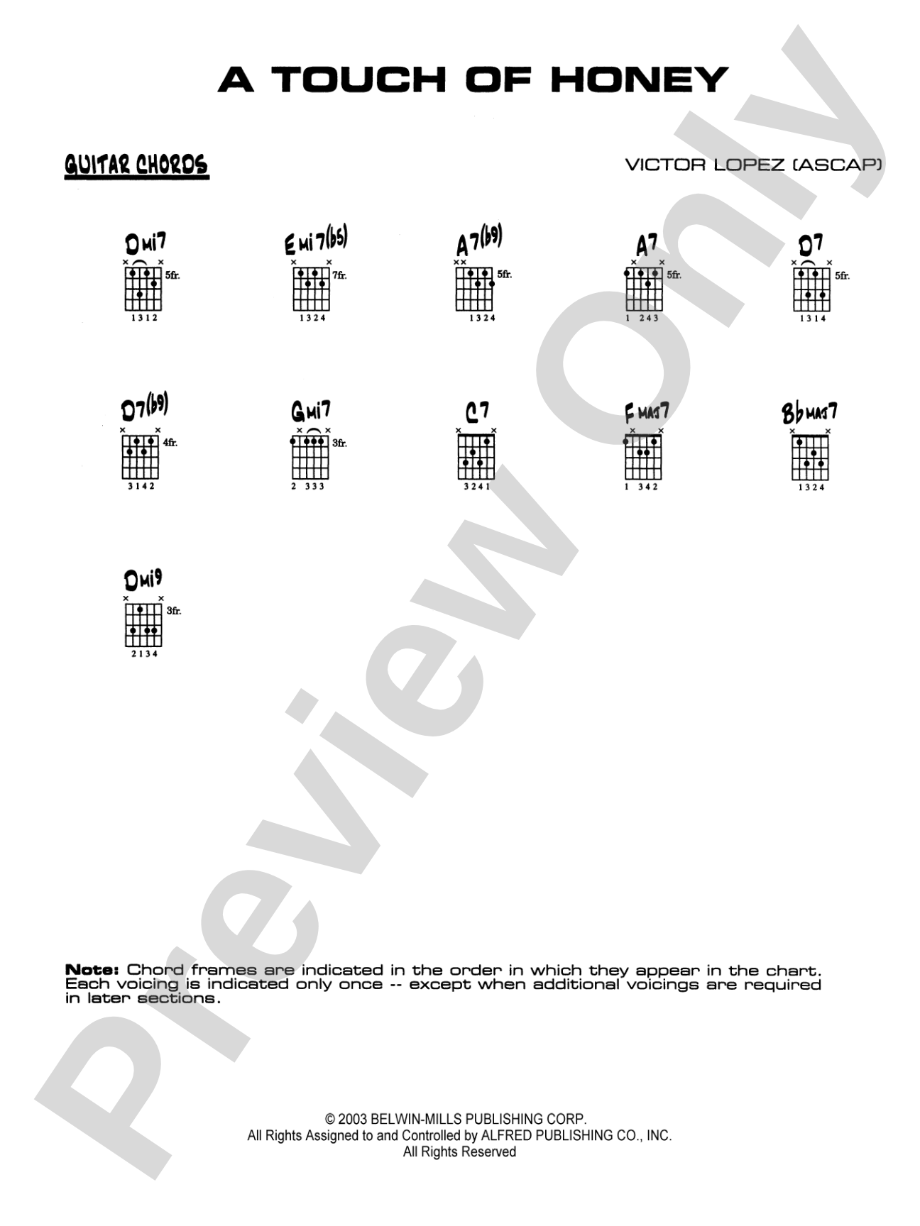 A Touch of Honey: Guitar Chords