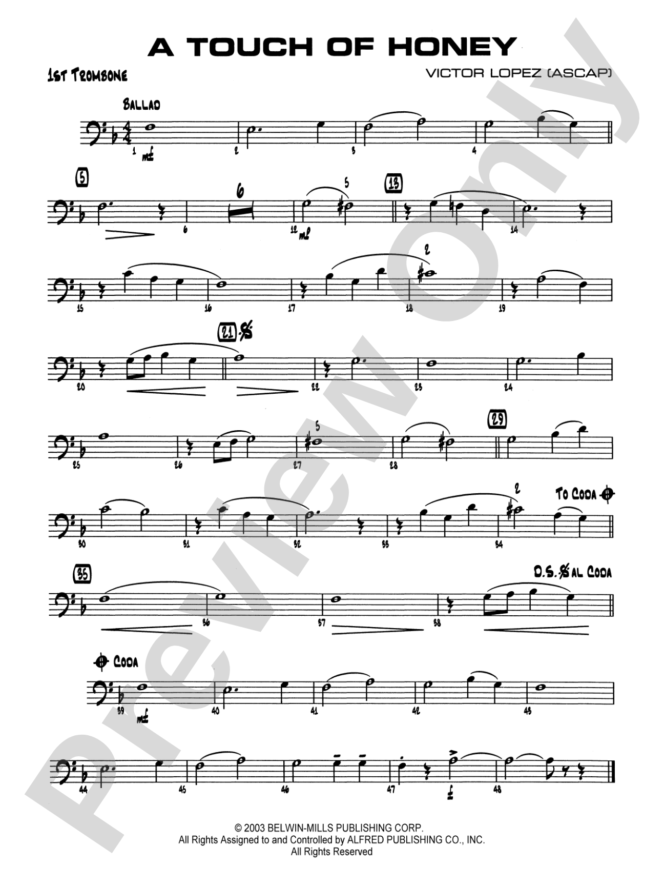 A Touch of Honey: 1st Trombone