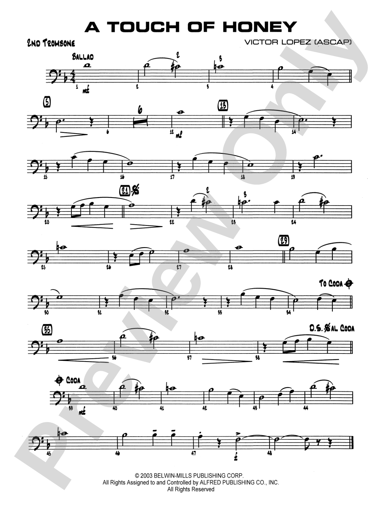 A Touch of Honey: 2nd Trombone