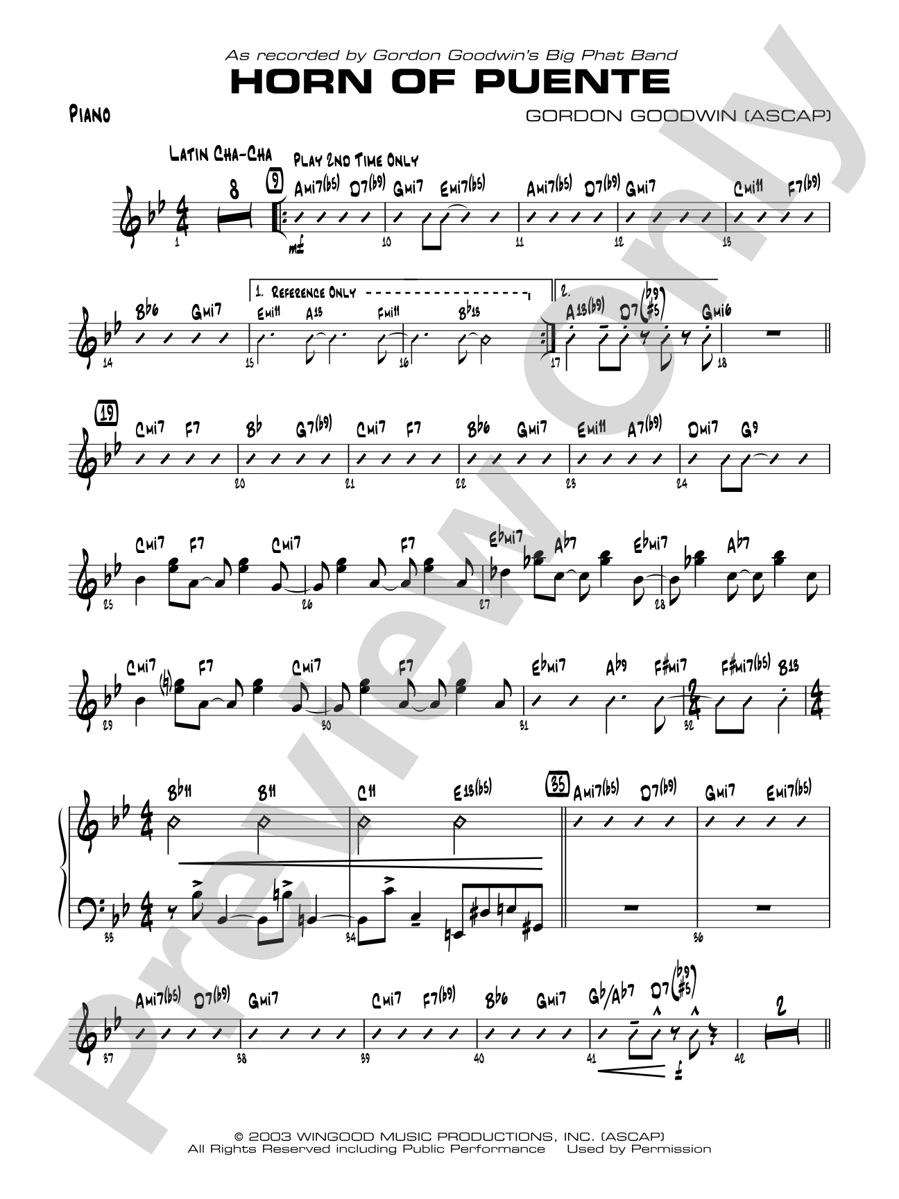 Horn of Puente: Piano Accompaniment
