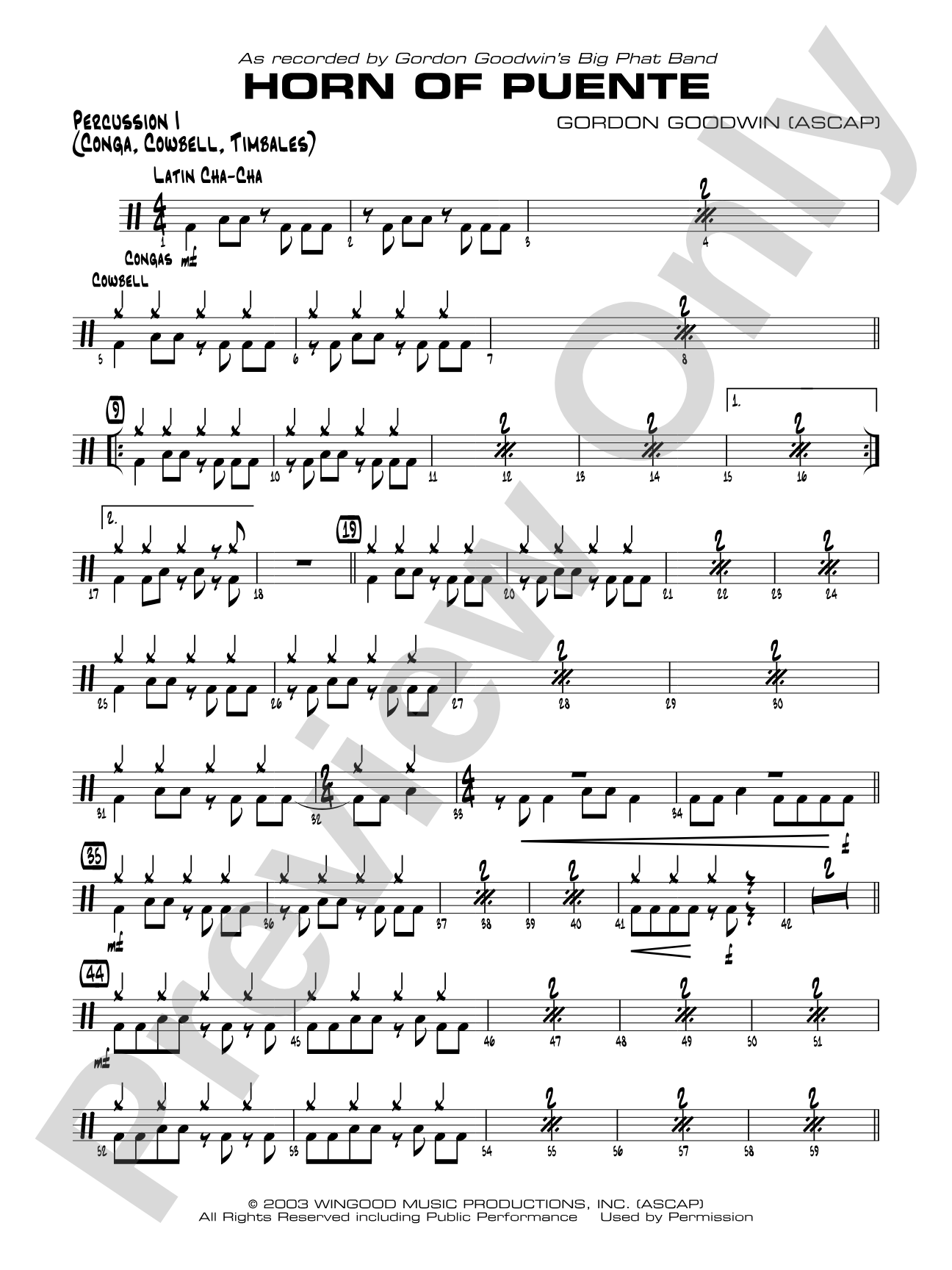 Horn of Puente: 1st Percussion