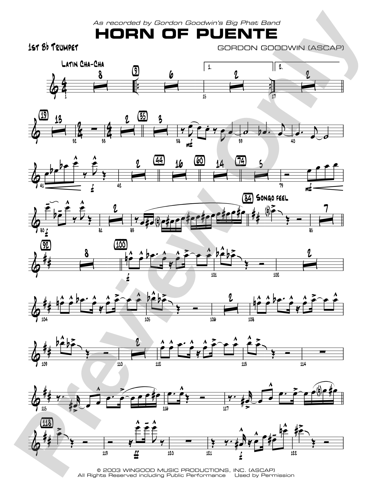 Horn of Puente: 1st B-flat Trumpet