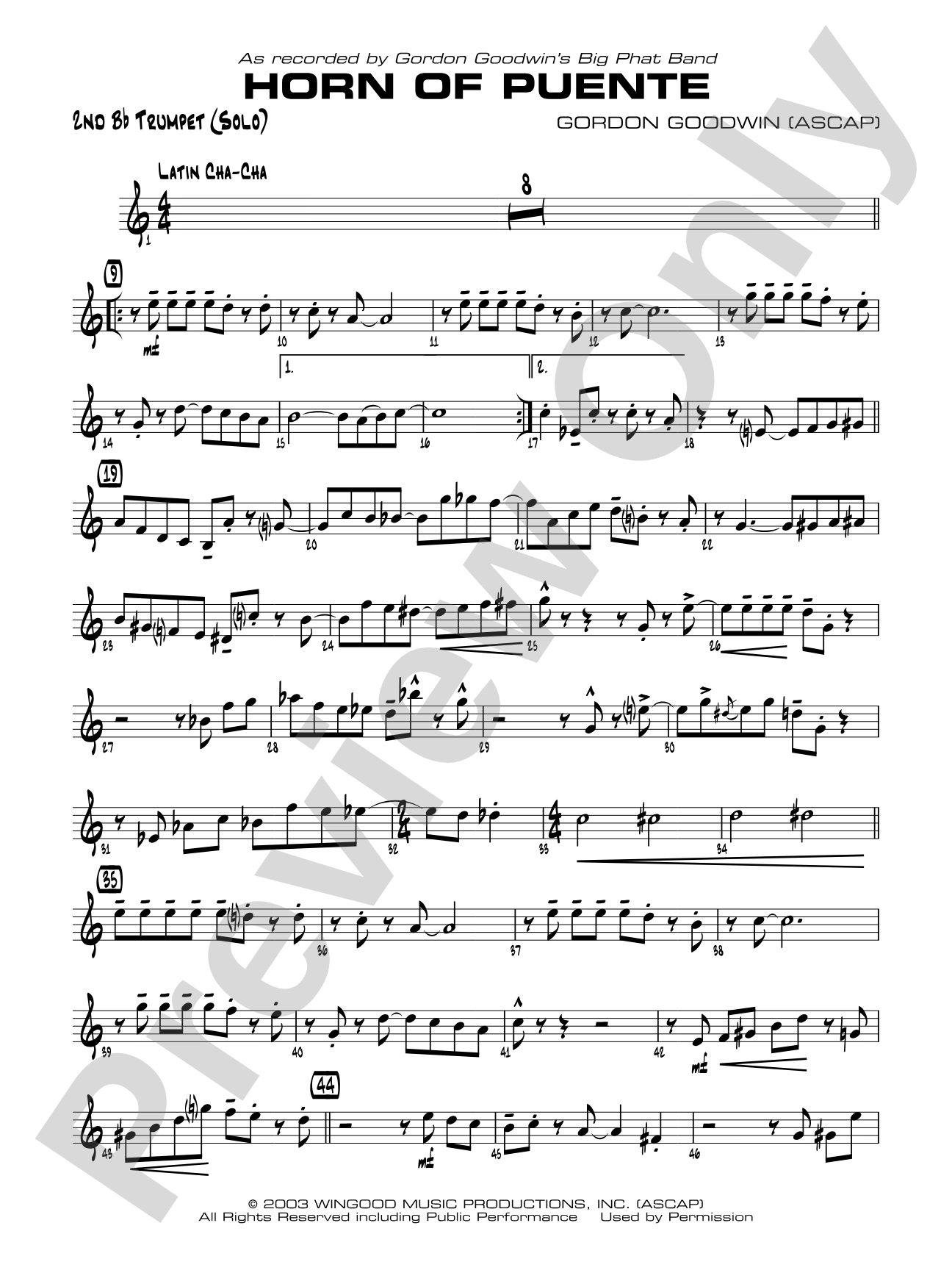 Horn of Puente: 2nd B-flat Trumpet