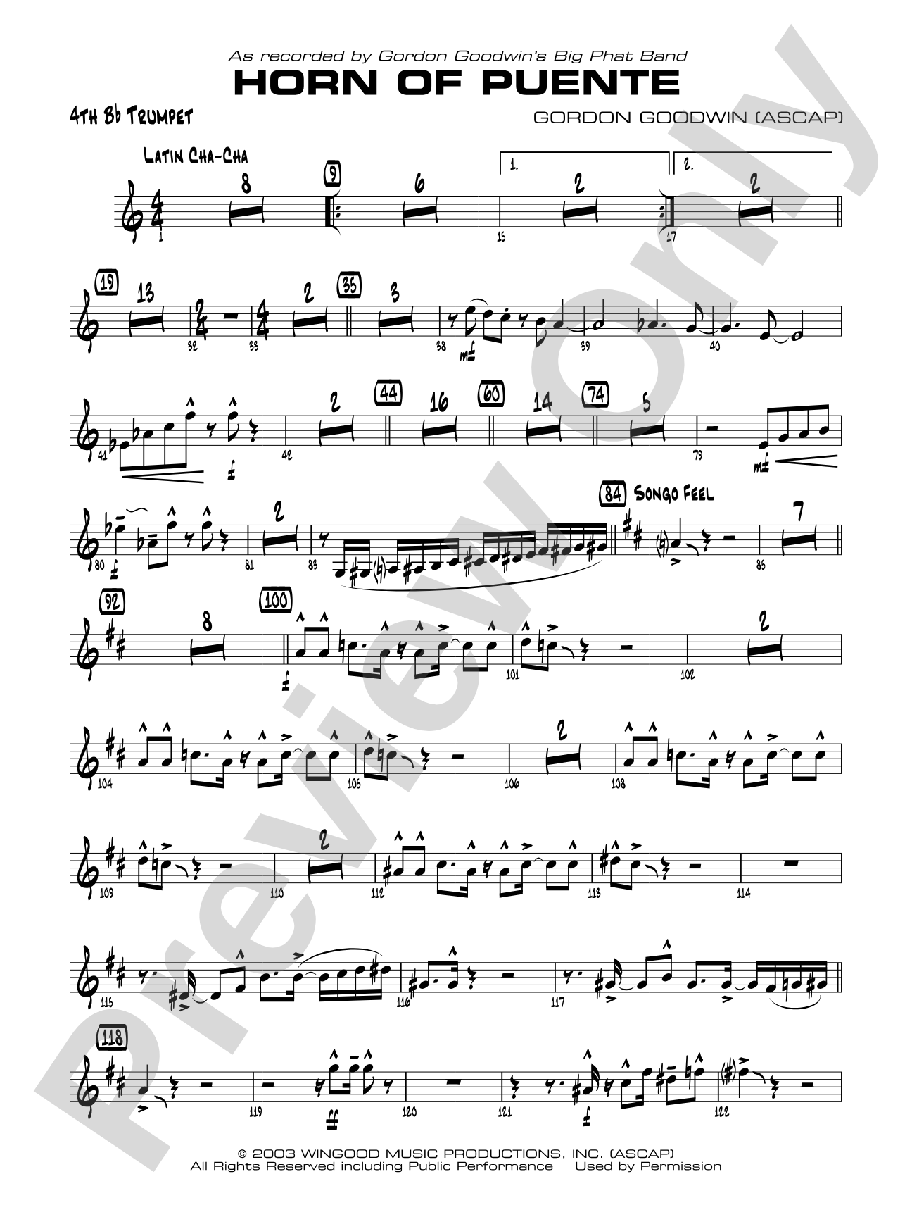 Horn of Puente: 4th B-flat Trumpet