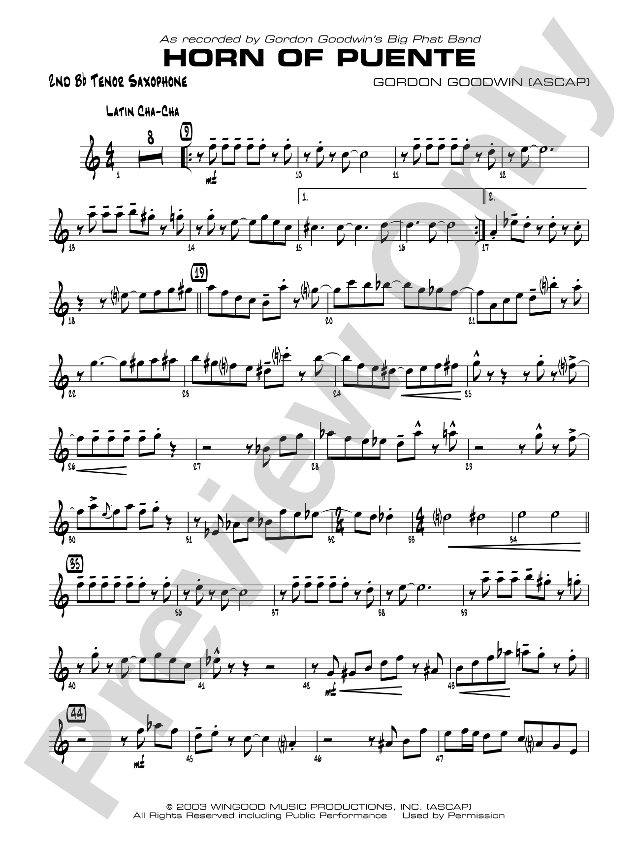 Horn of Puente: 2nd B-flat Tenor Saxophone