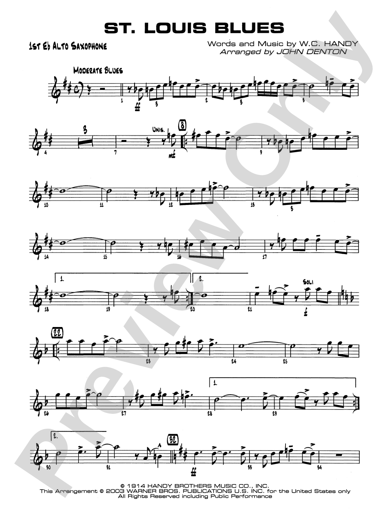 St. Louis Blues: E-flat Alto Saxophone