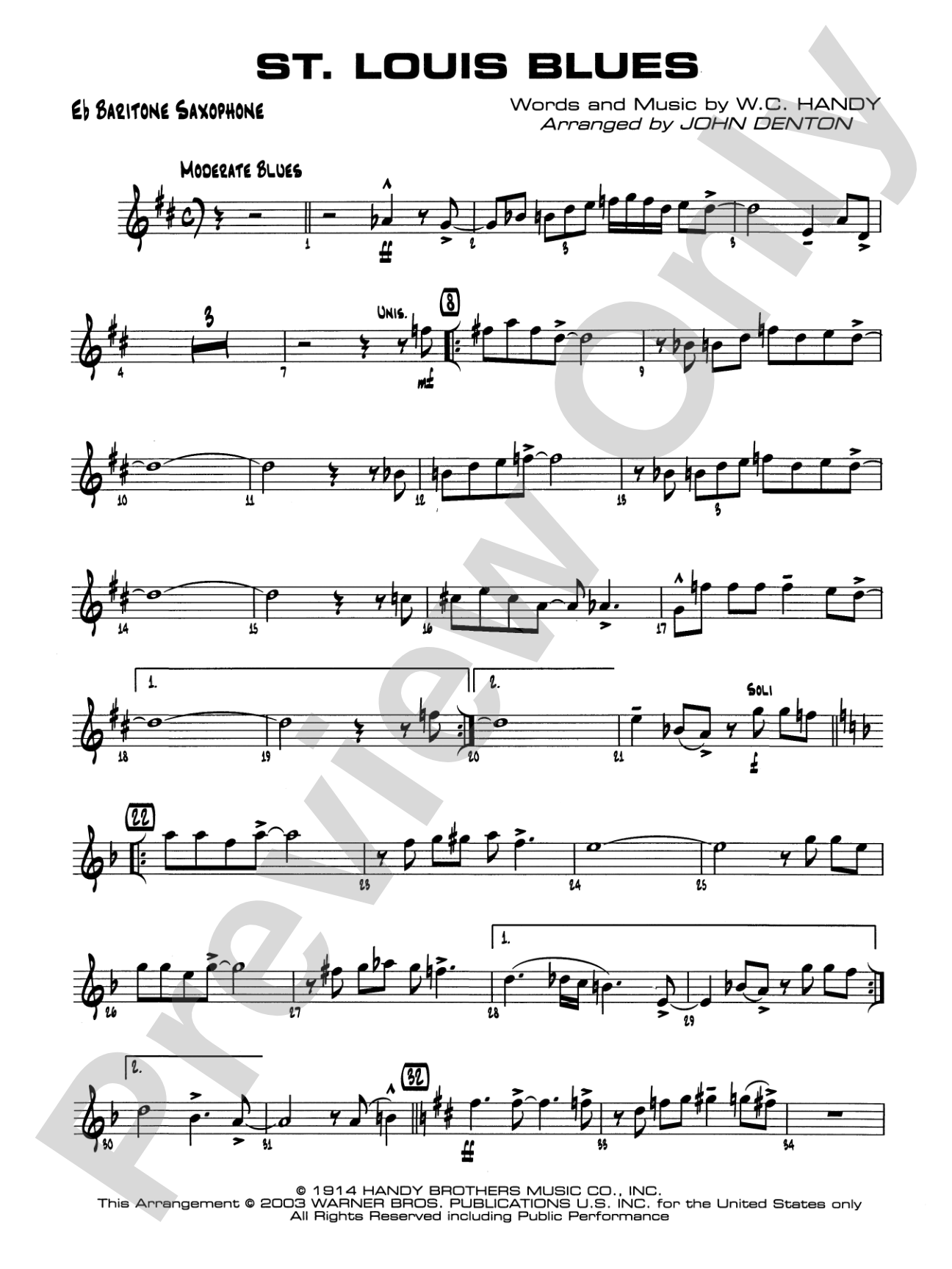 St. Louis Blues: E-flat Baritone Saxophone