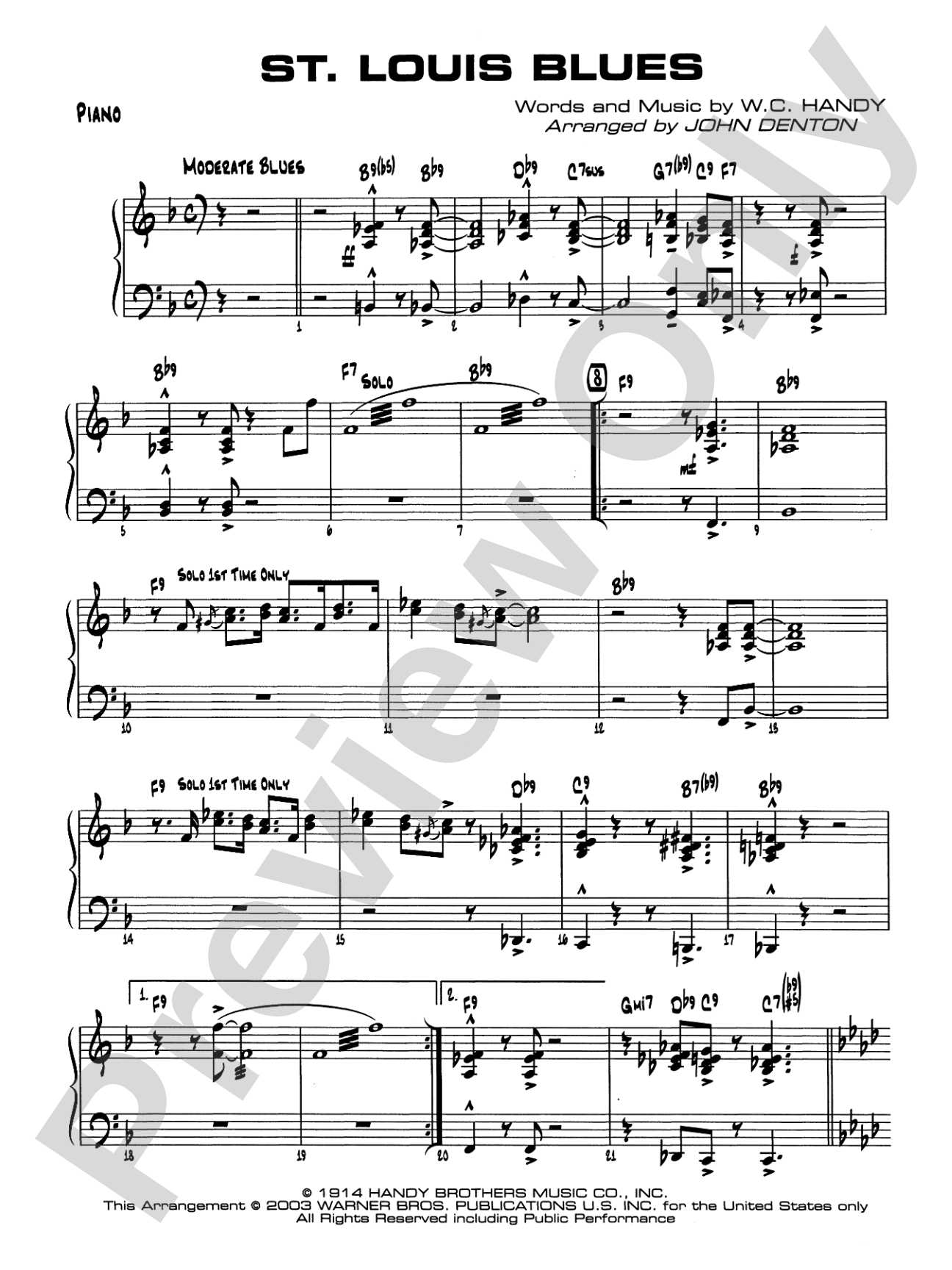 St. Louis Blues: Piano Accompaniment