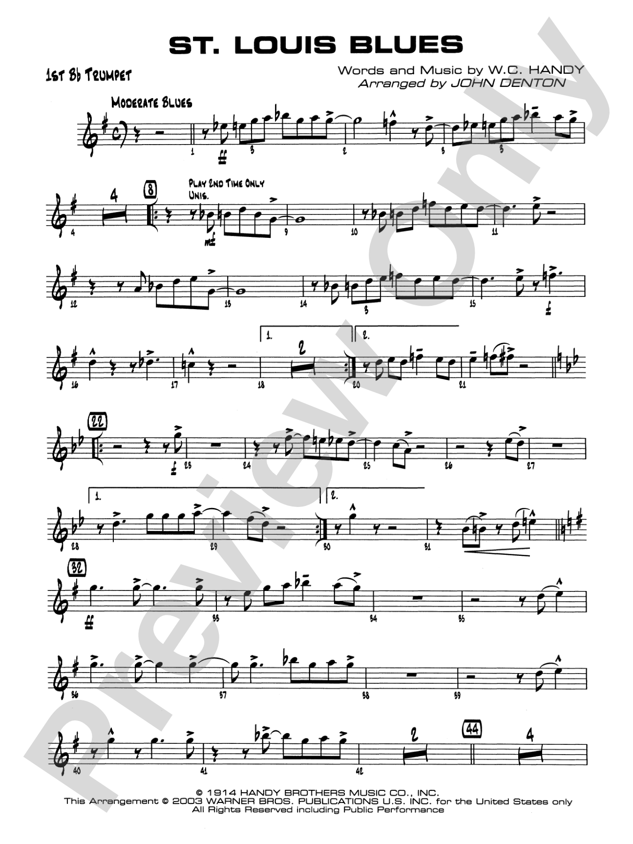 St. Louis Blues: 1st B-flat Trumpet