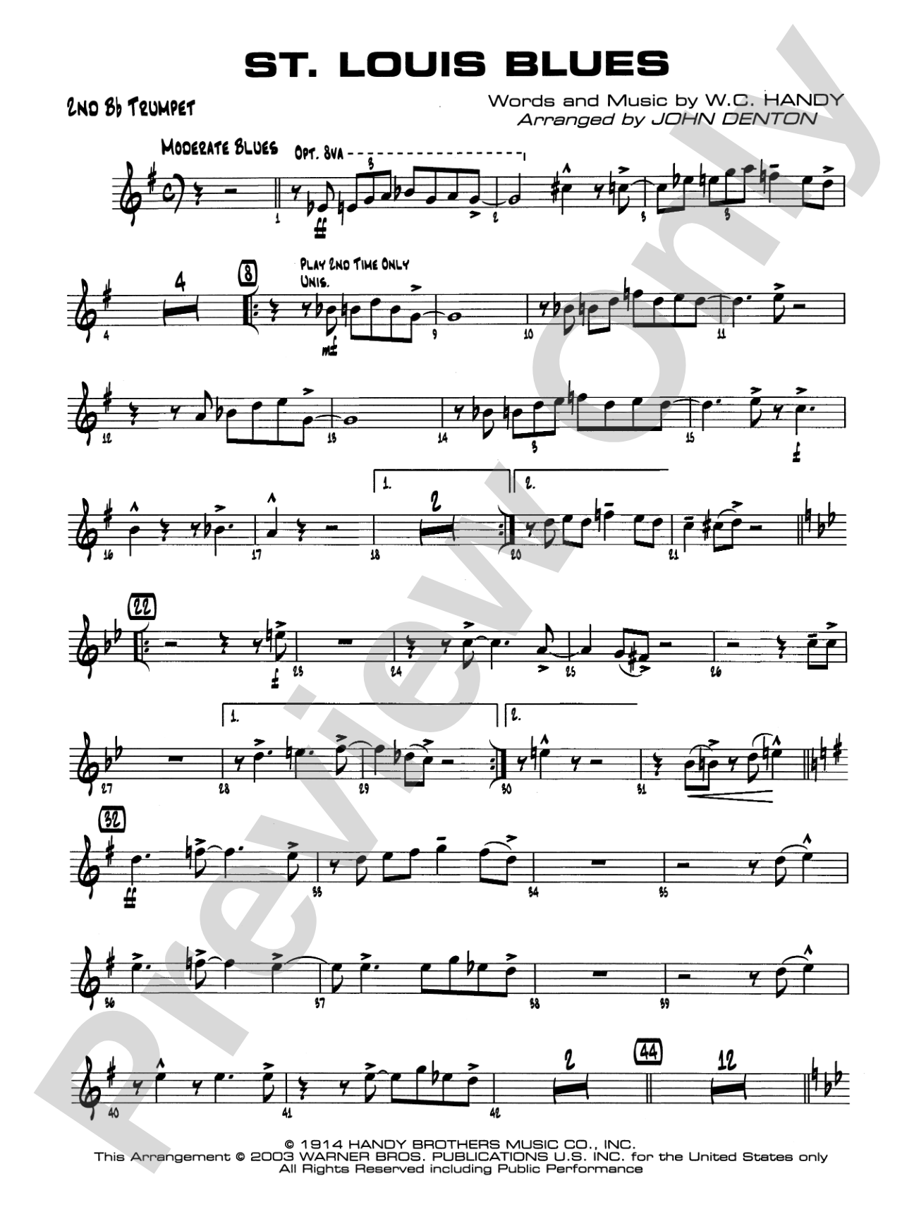St. Louis Blues: 2nd B-flat Trumpet