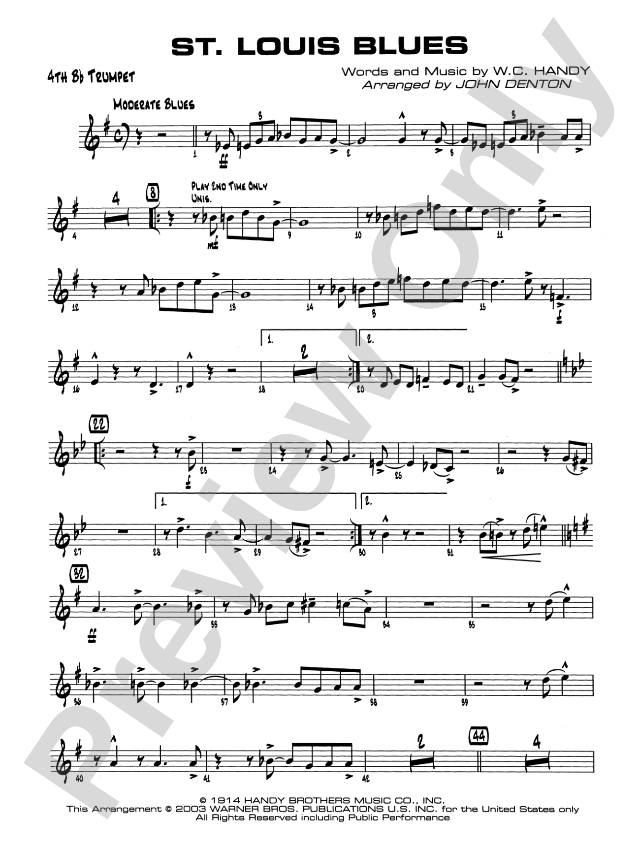St. Louis Blues: 4th B-flat Trumpet