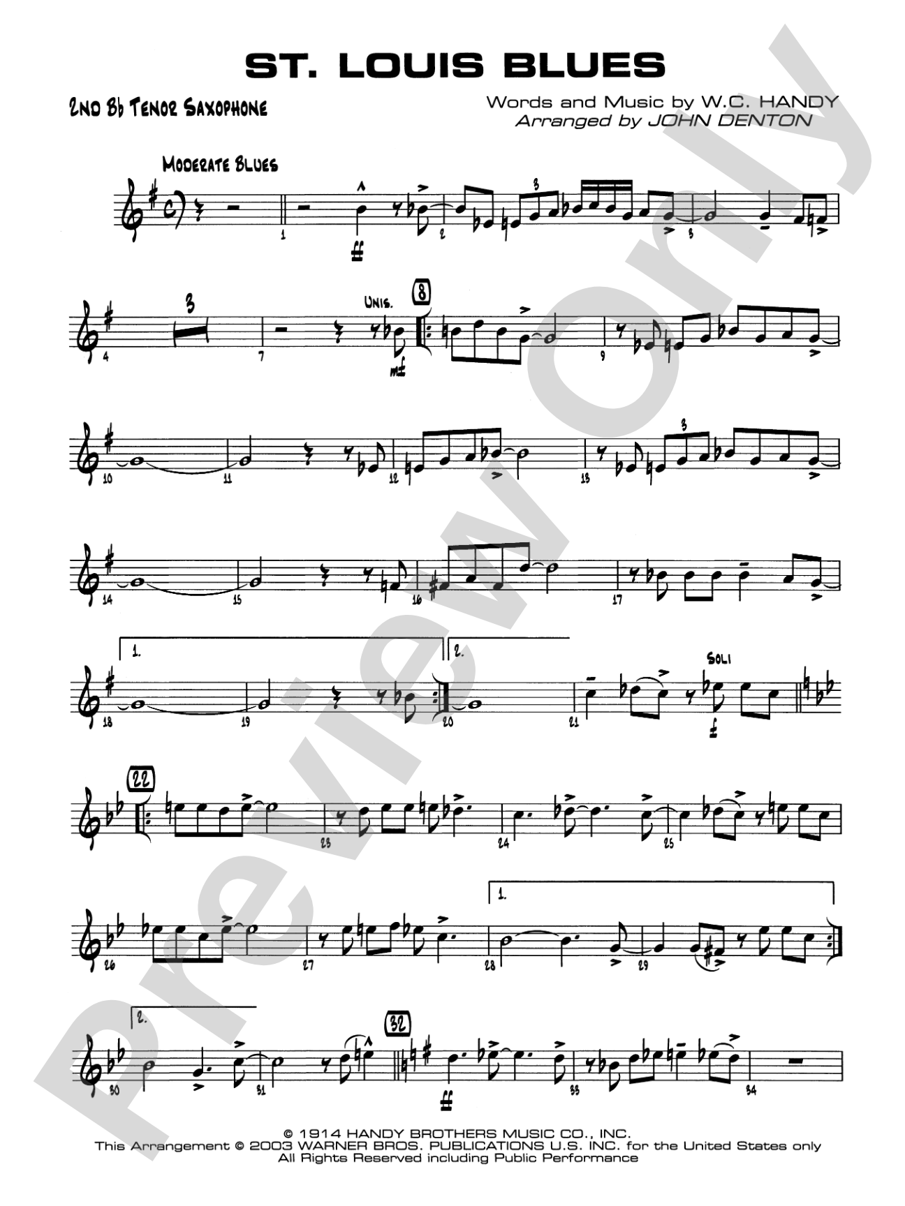 St. Louis Blues: 2nd B-flat Tenor Saxophone