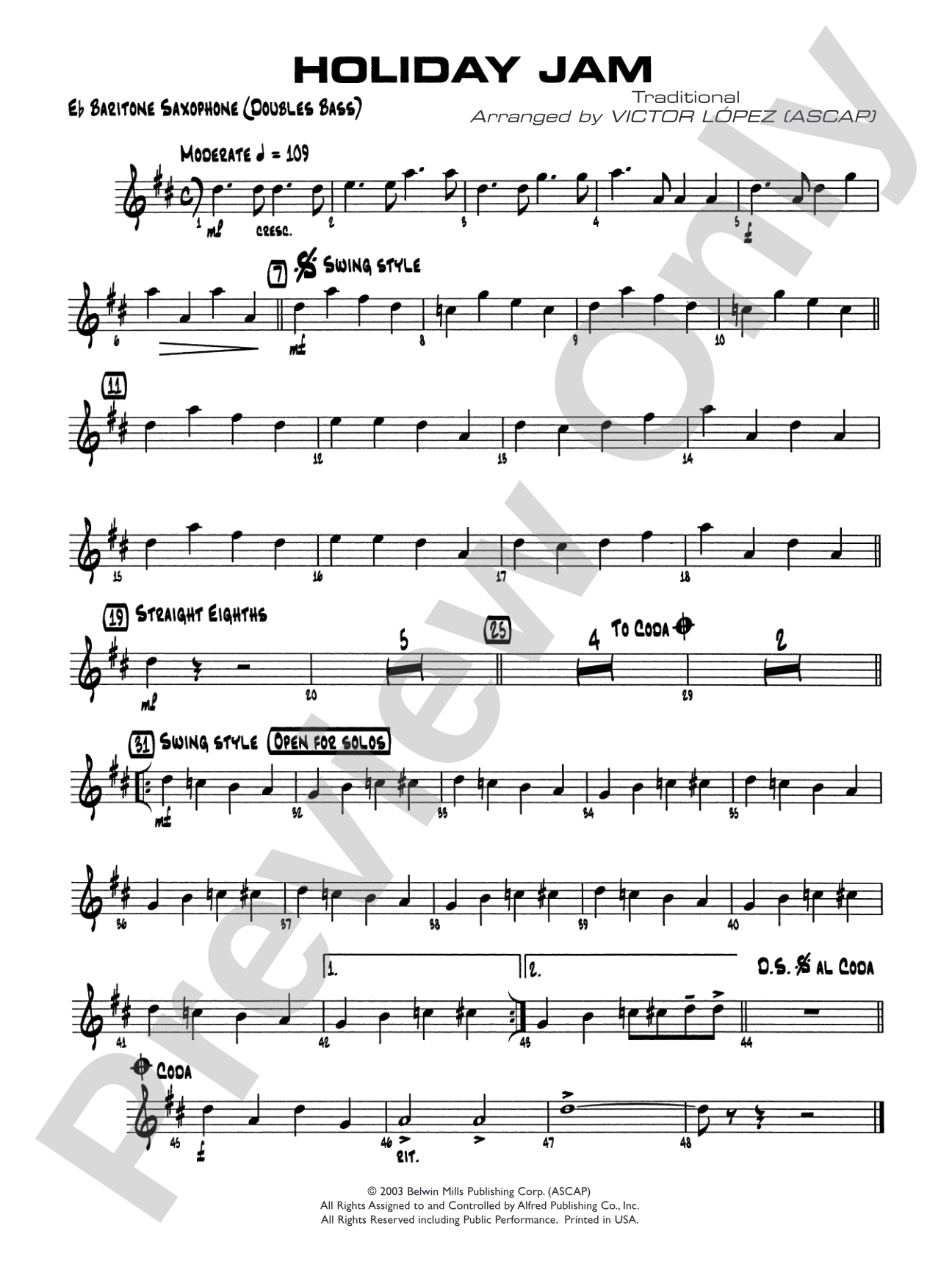 Holiday Jam: E-flat Baritone Saxophone