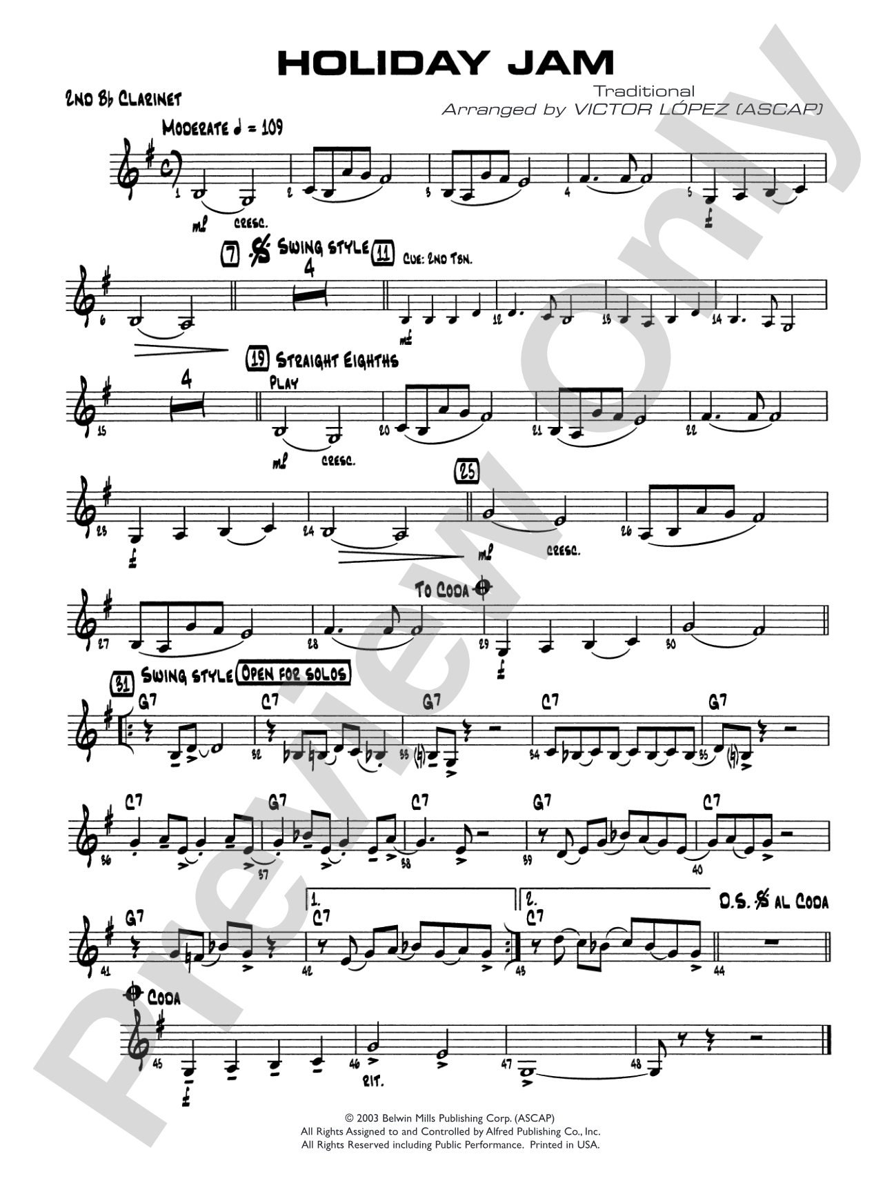 Holiday Jam: 2nd B-flat Clarinet