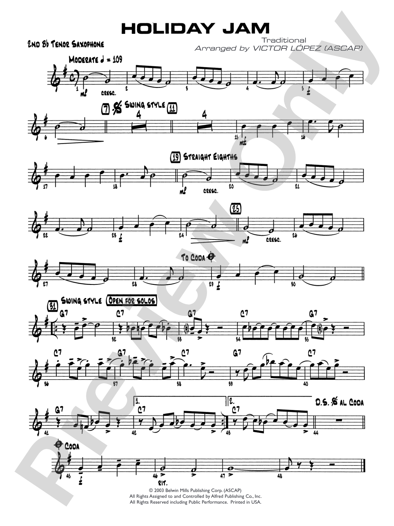 Holiday Jam: 2nd B-flat Tenor Saxophone