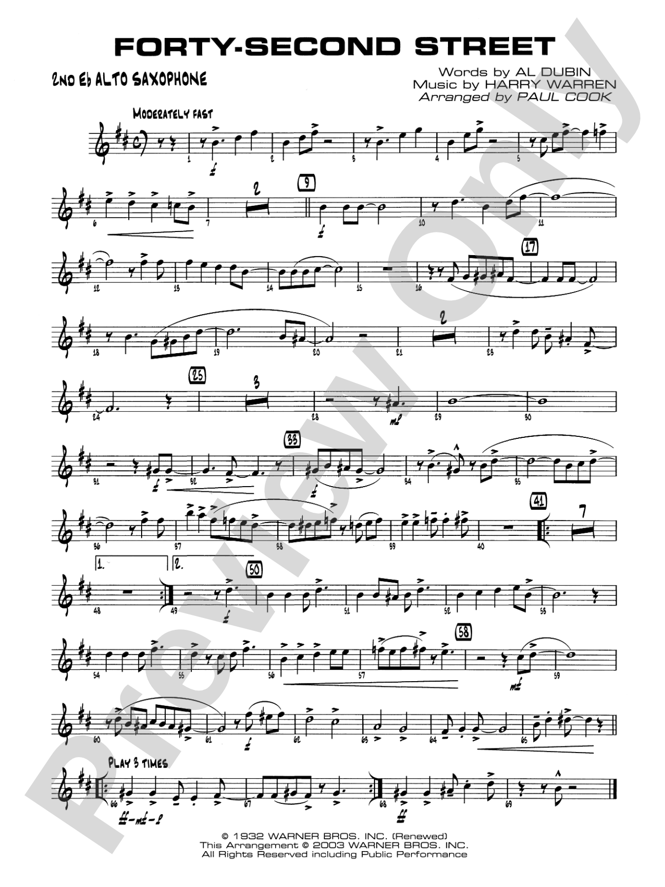 Forty-Second Street: 2nd E-flat Alto Saxophone
