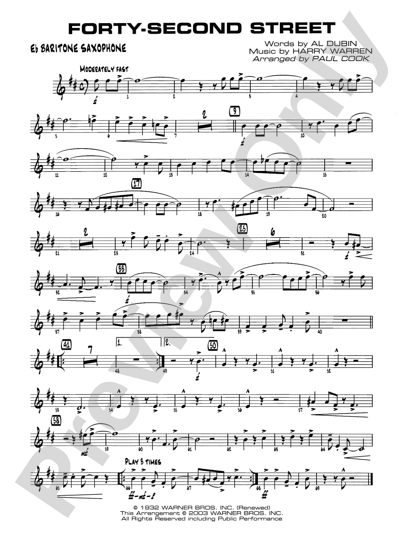 Forty-Second Street: E-flat Baritone Saxophone