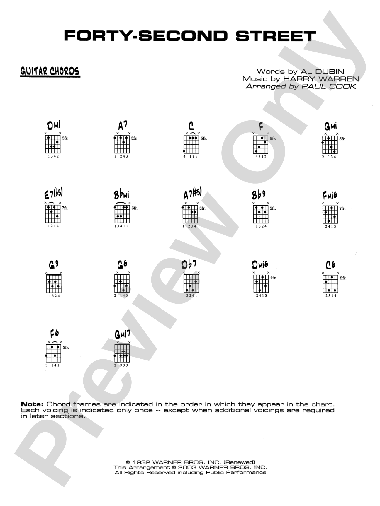 Forty-Second Street: Guitar Chords
