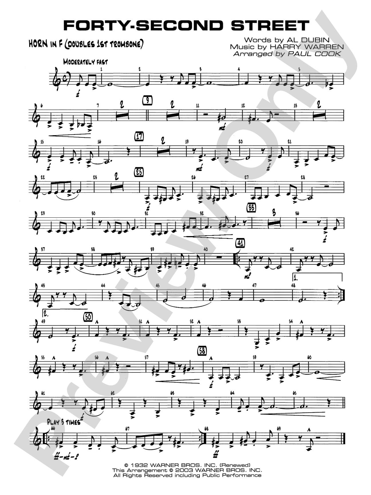 Forty-Second Street: 1st F Horn