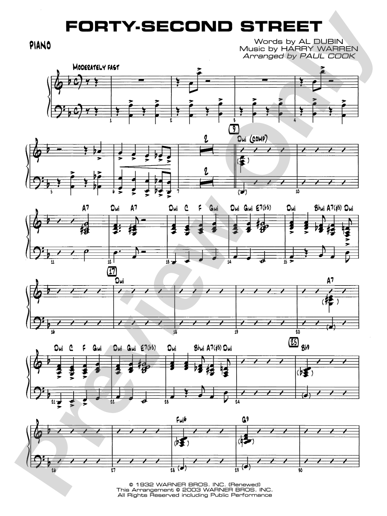 Forty-Second Street: Piano Accompaniment