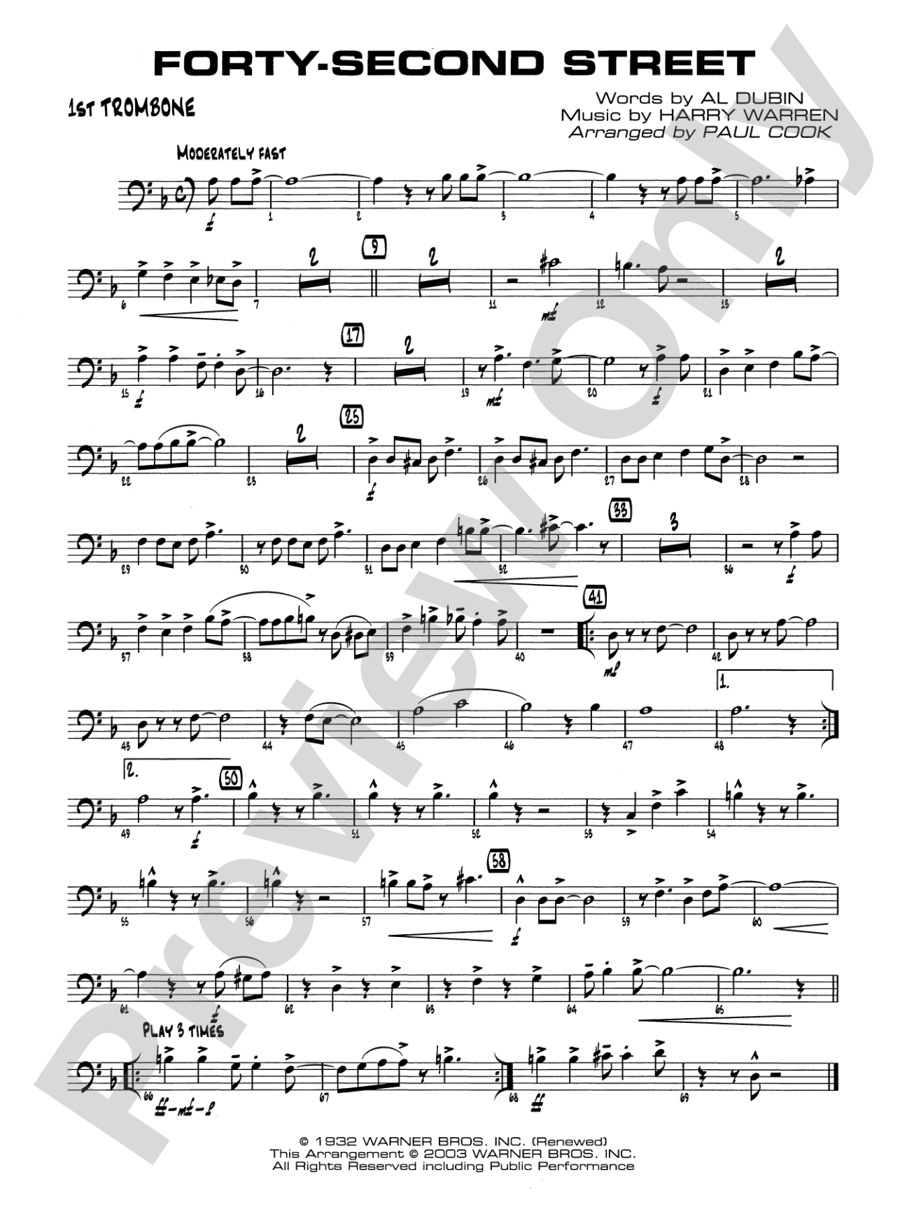 Forty-Second Street: 1st Trombone