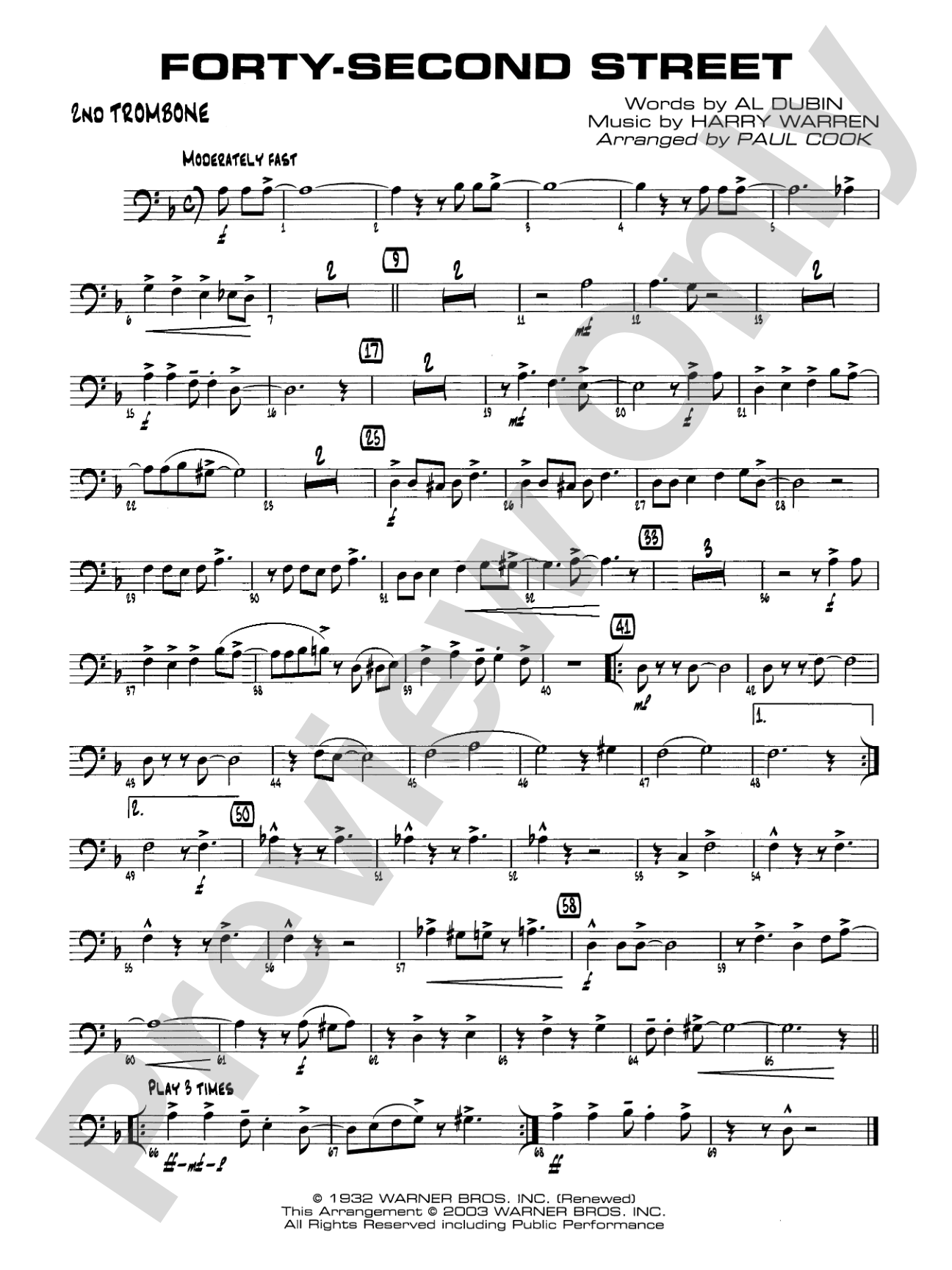 Forty-Second Street: 2nd Trombone