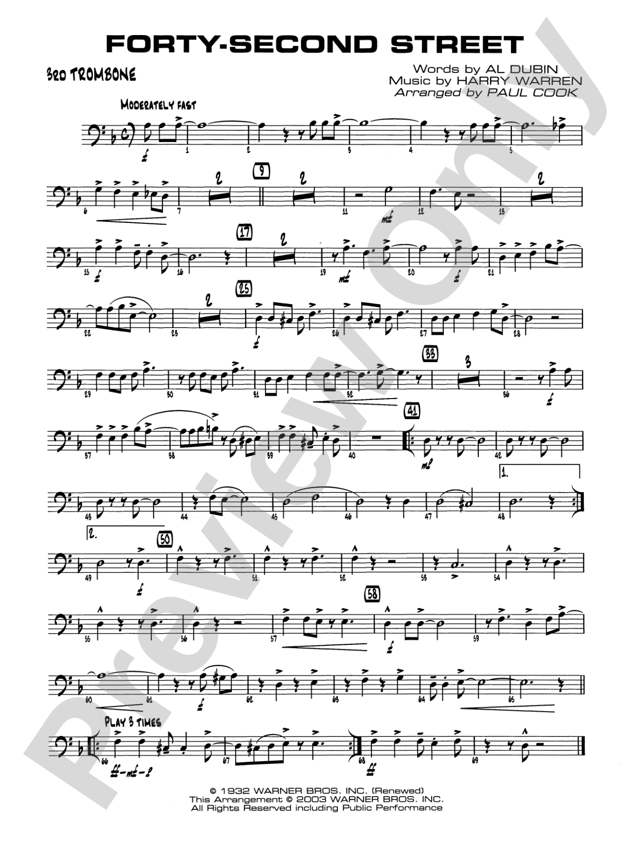 Forty-Second Street: 3rd Trombone