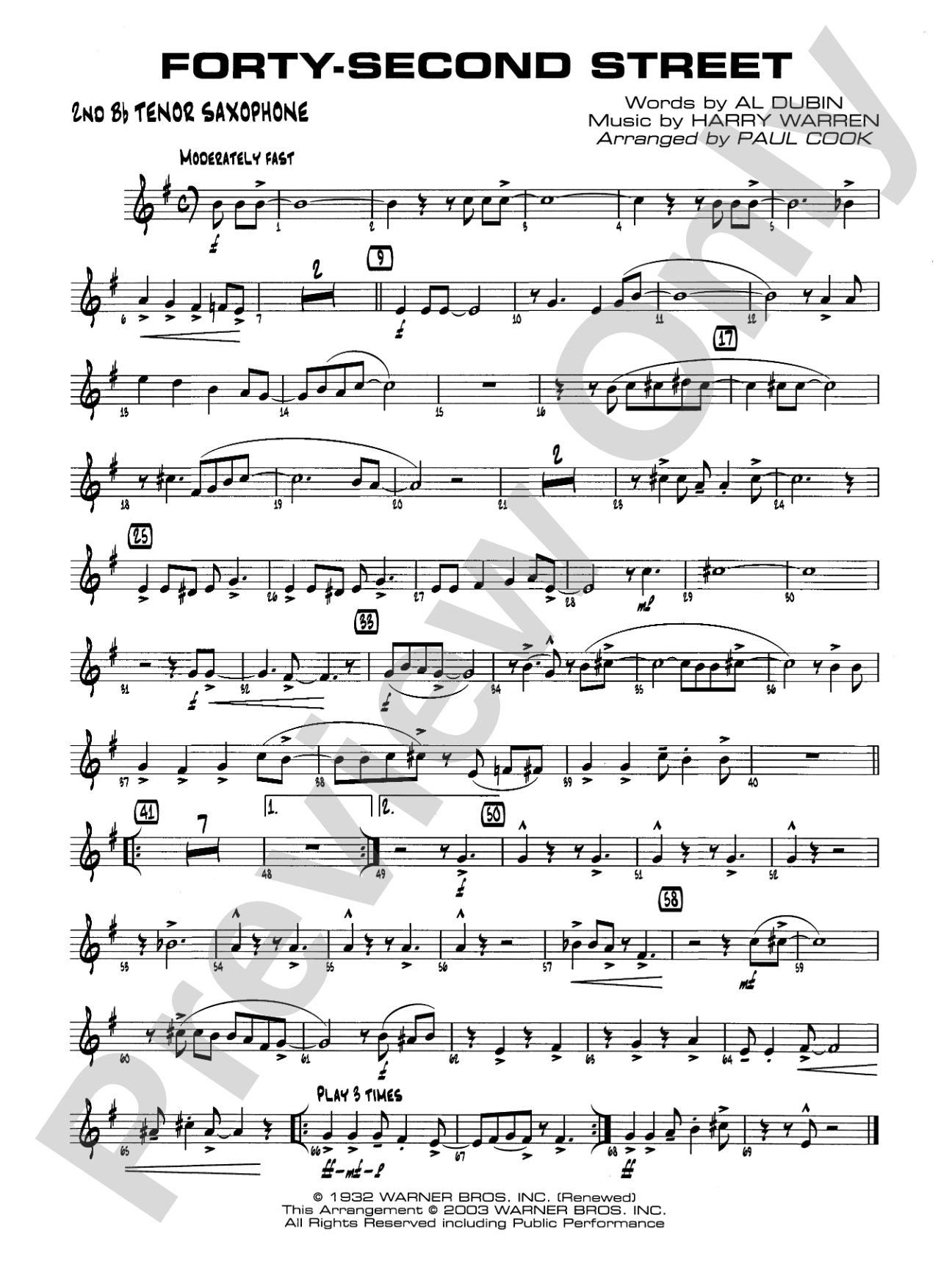 Forty-Second Street: 2nd B-flat Tenor Saxophone