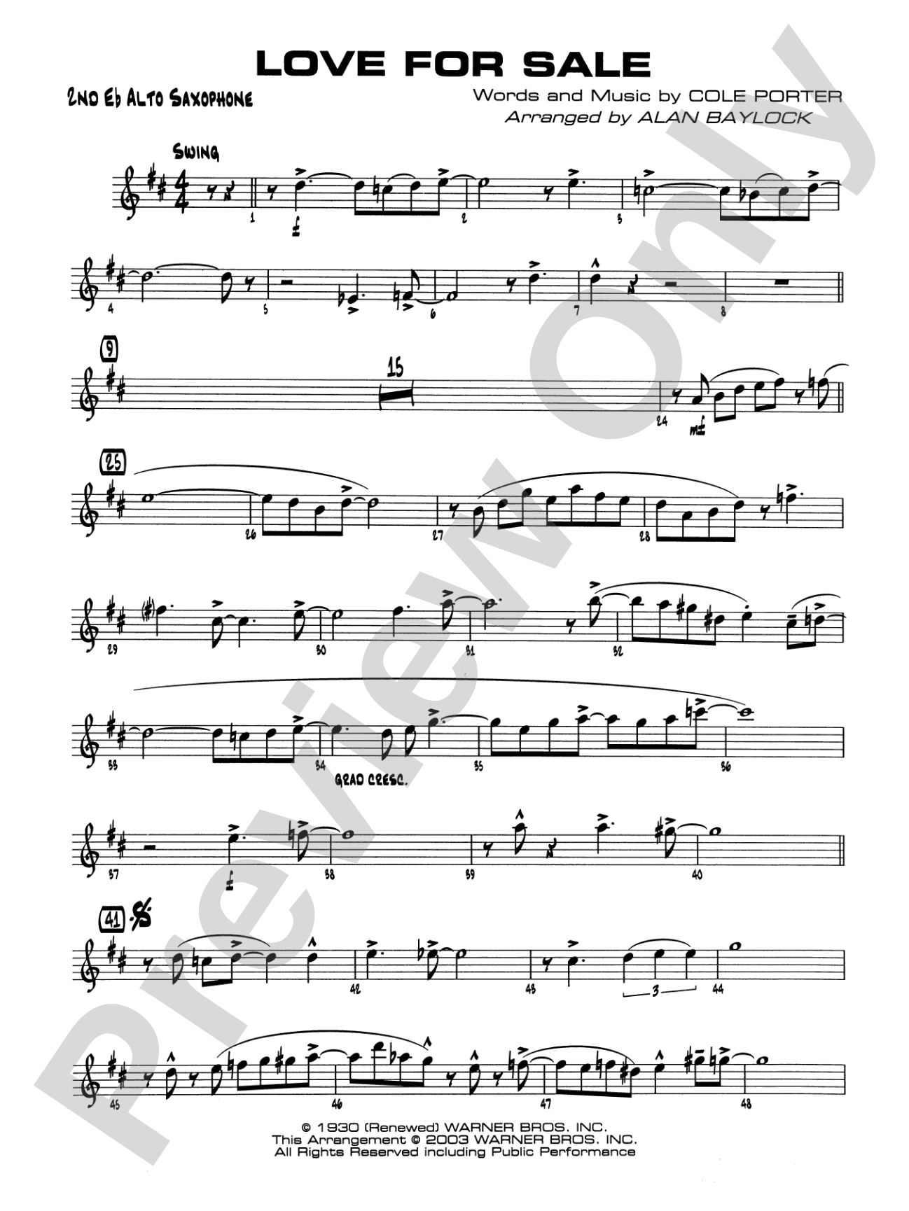 Love for Sale: 2nd E-flat Alto Saxophone