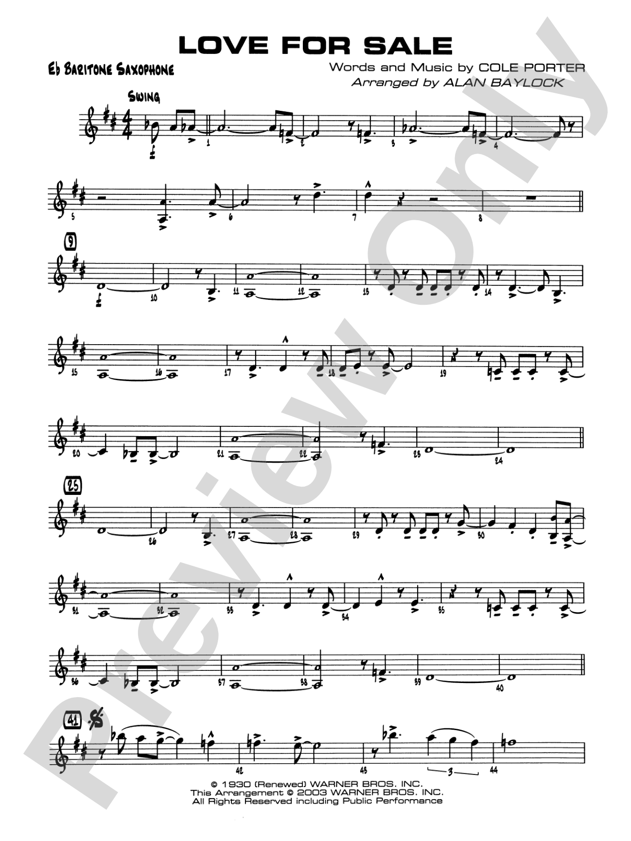 Love for Sale: E-flat Baritone Saxophone