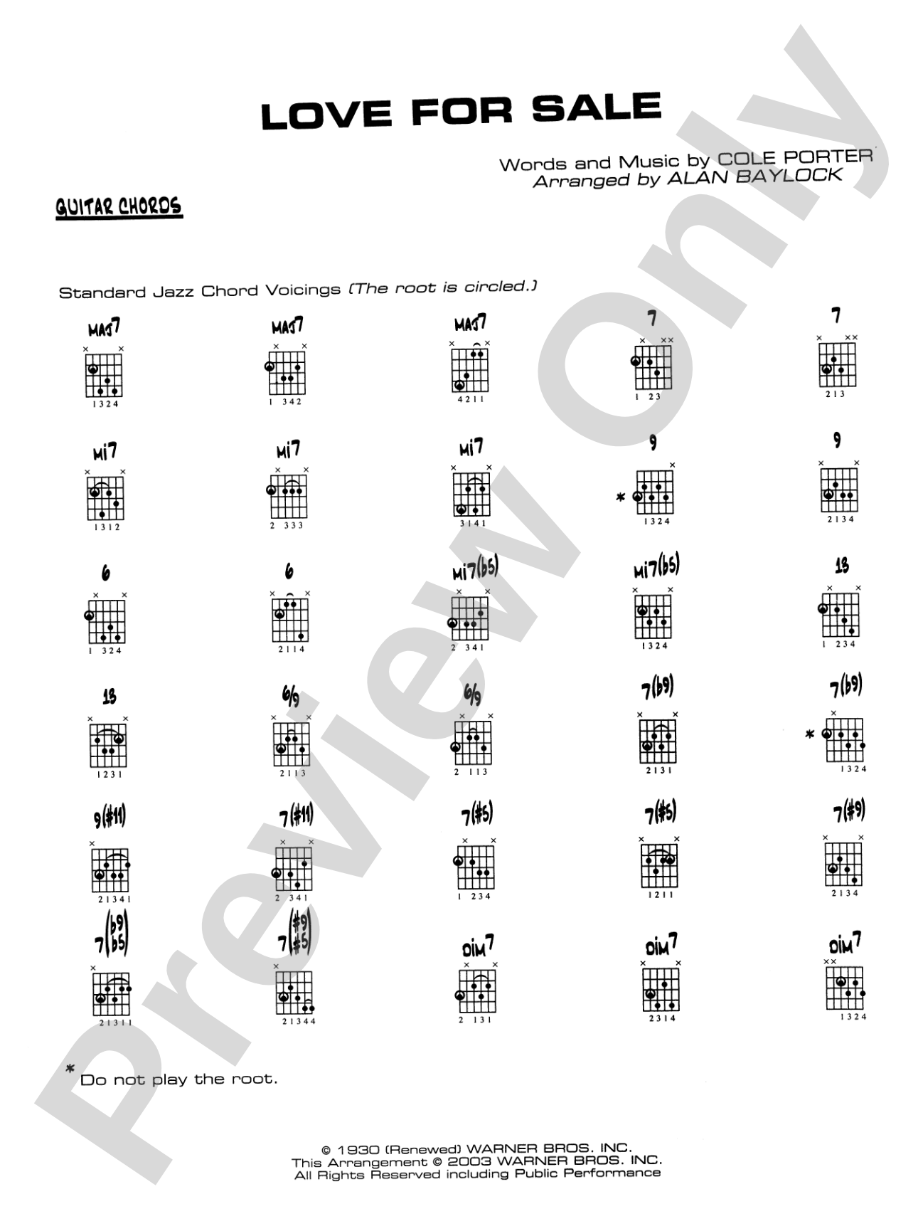 Love for Sale: Guitar Chords