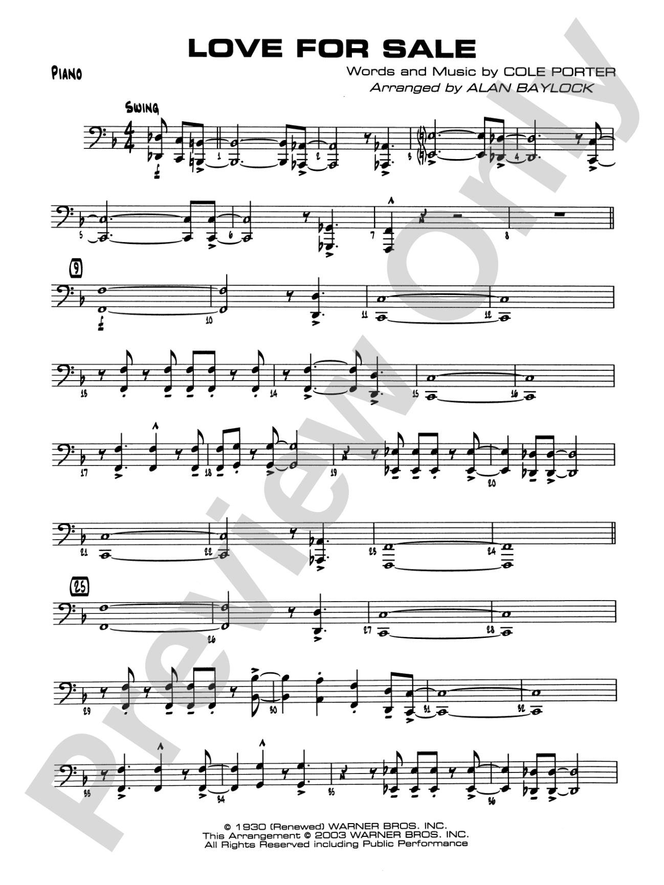 Love for Sale: Piano Accompaniment