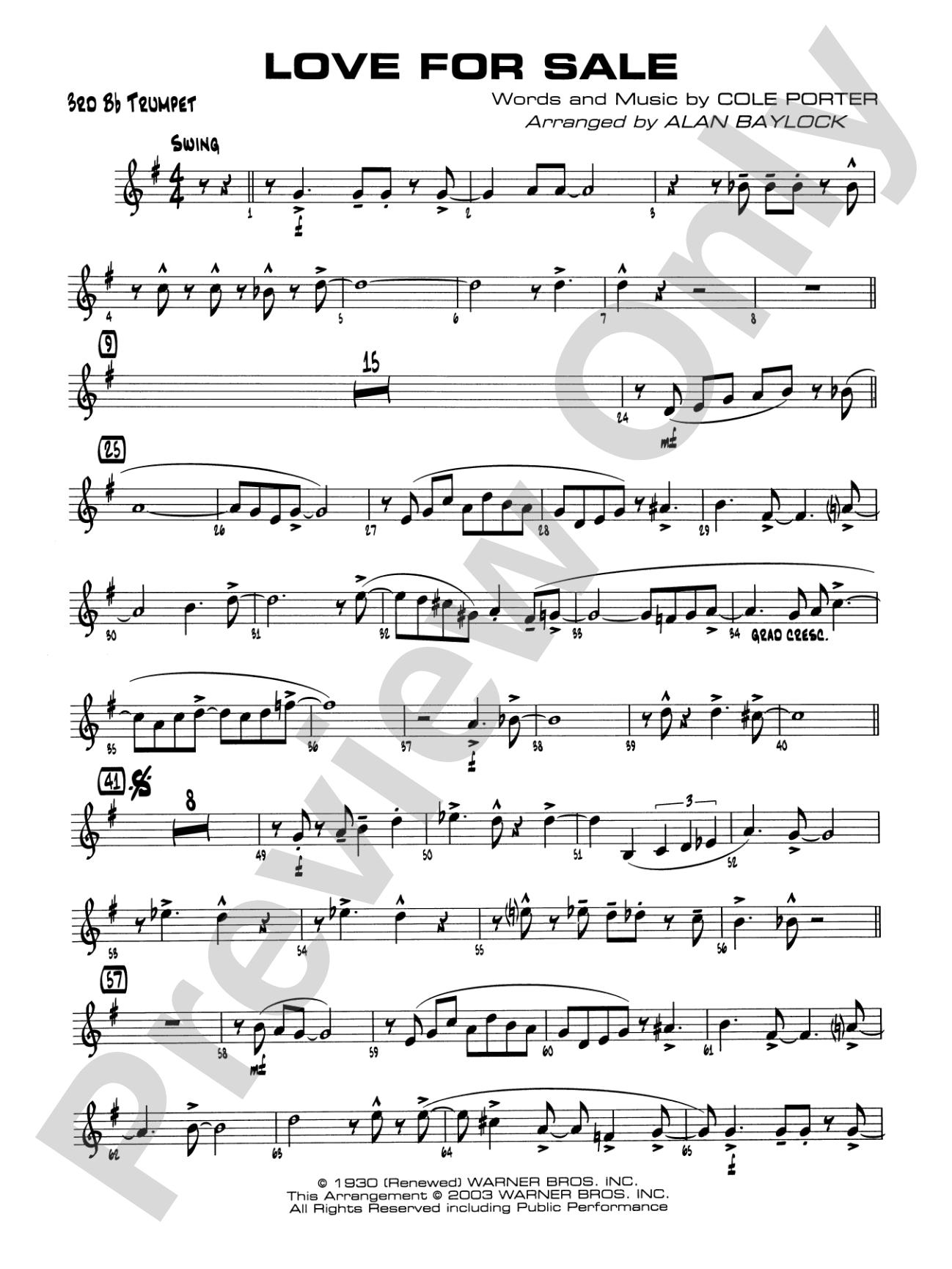 Love for Sale: 3rd B-flat Trumpet