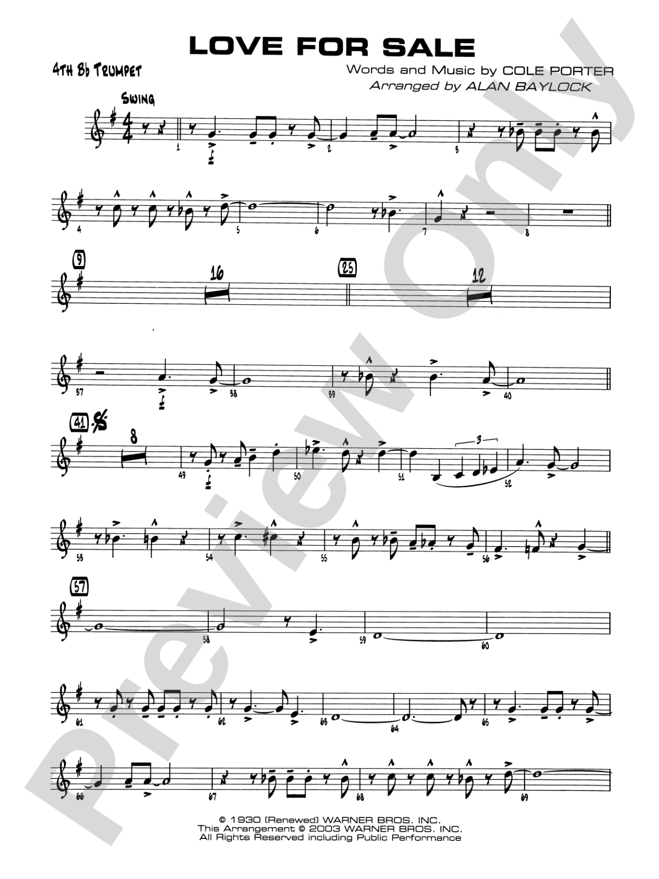 Love for Sale: 4th B-flat Trumpet
