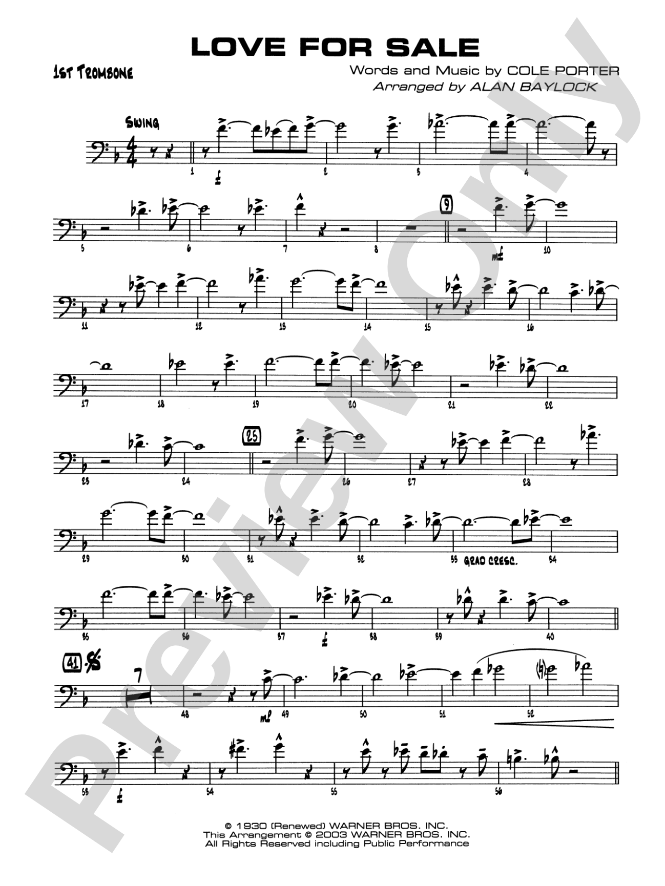 Love for Sale: 1st Trombone