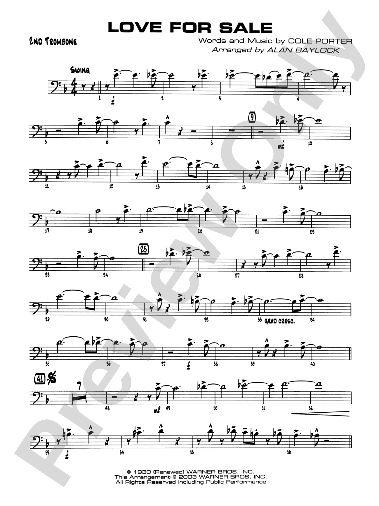 Love for Sale: 2nd Trombone
