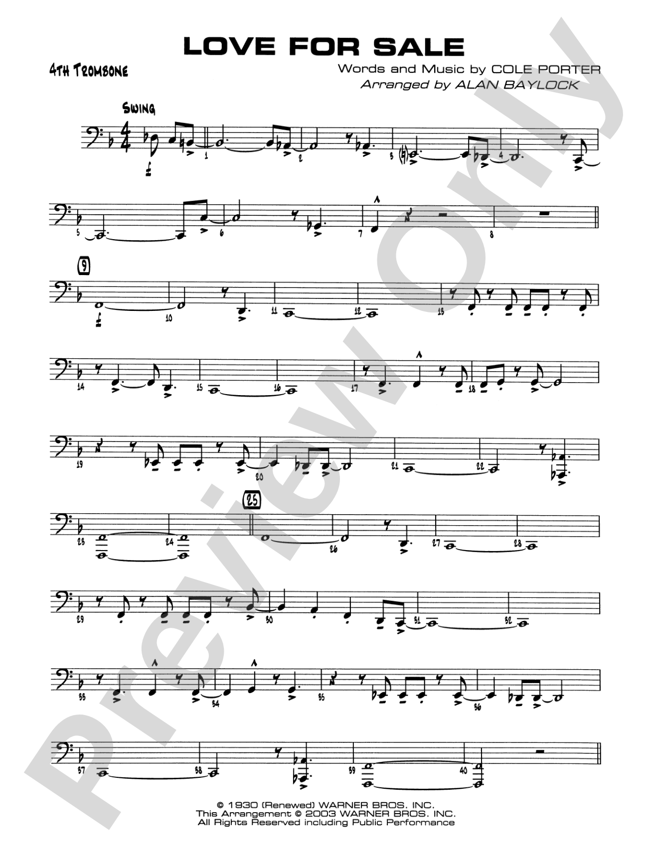 Love for Sale: 4th Trombone